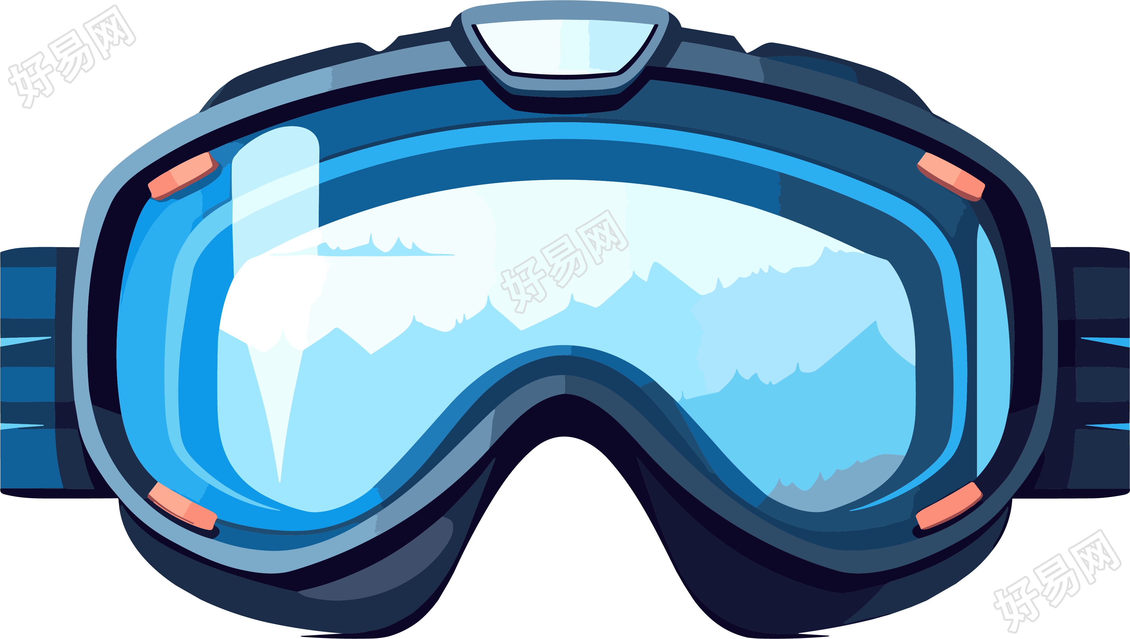滑雪护目镜扁平插画