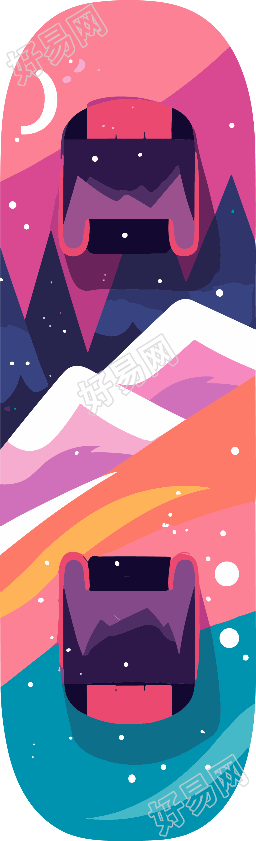 可商用滑雪板平面插画