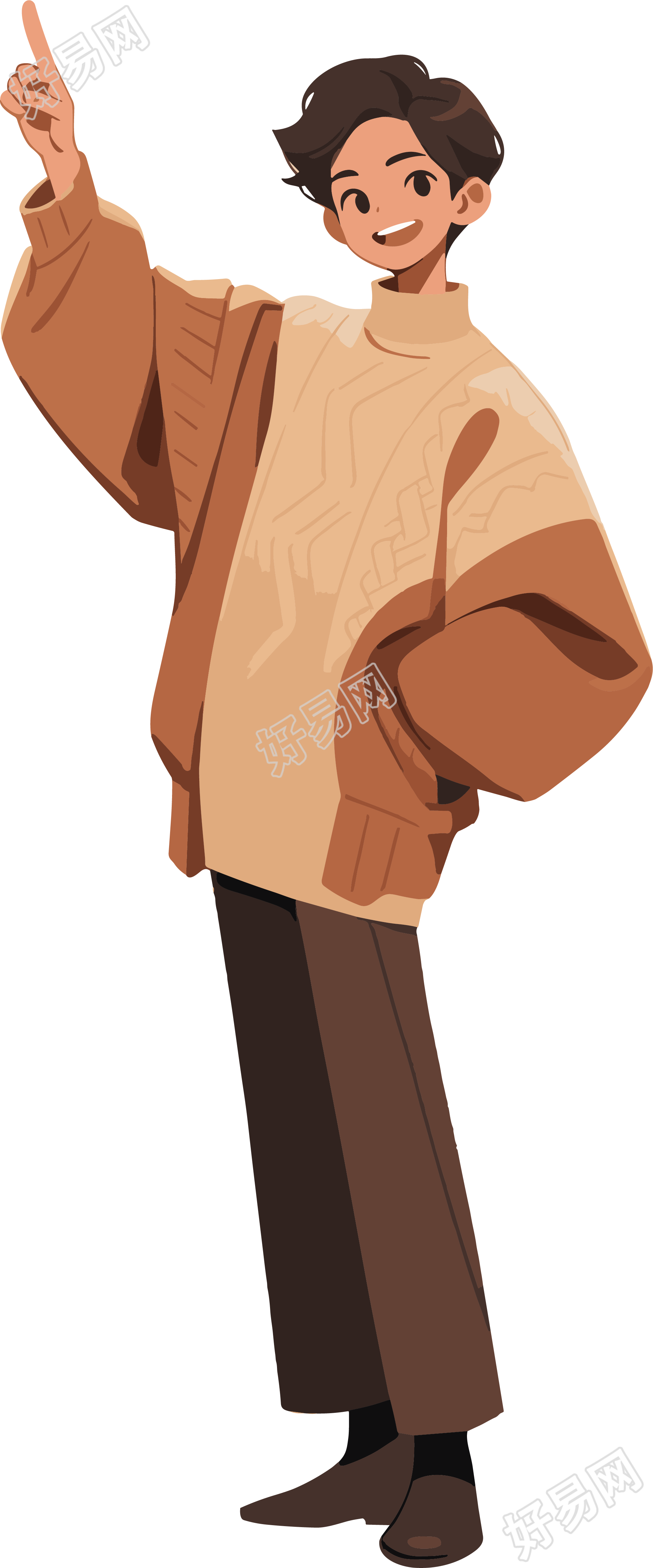 棕色系穿搭男生设计元素