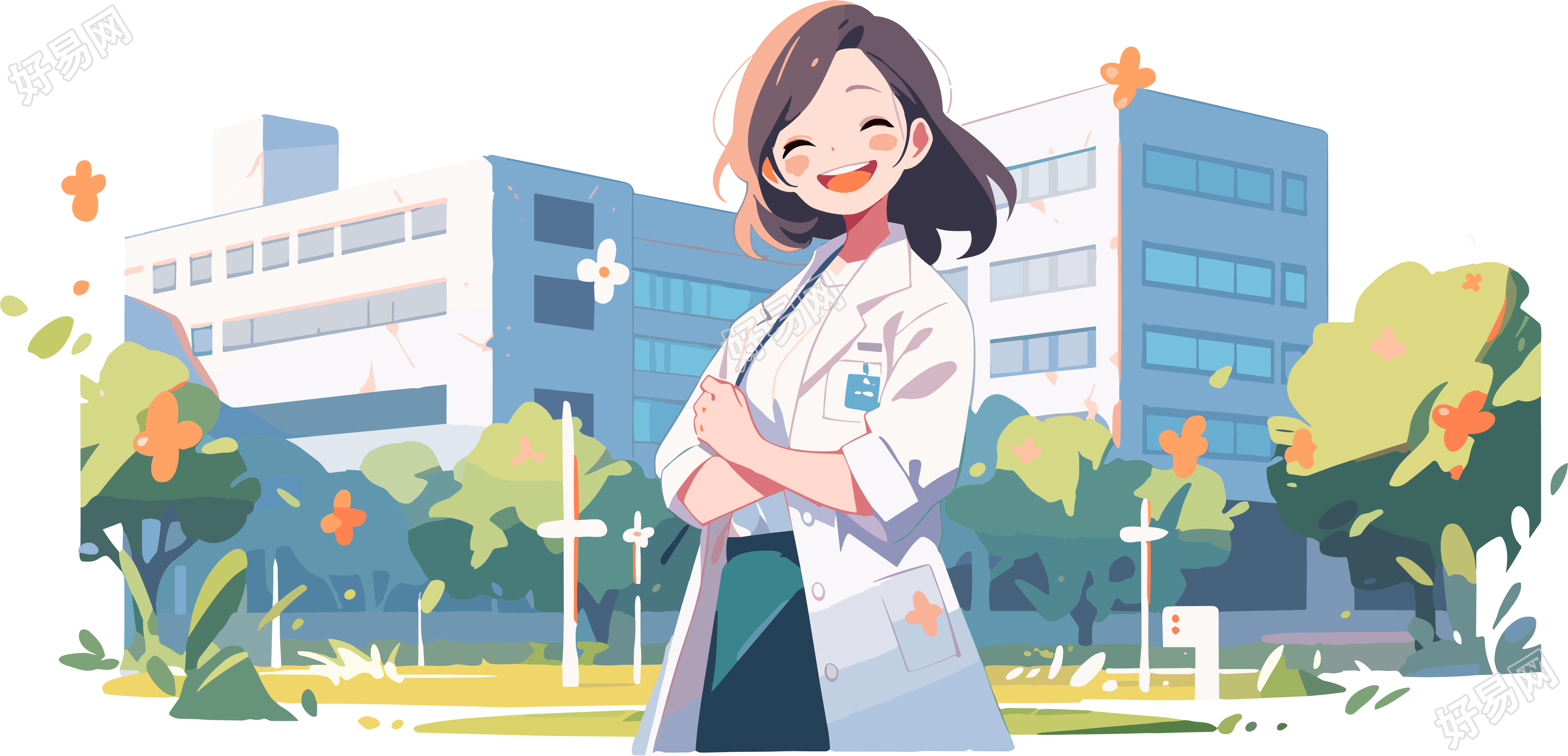 医学主题设计女医生微笑插图