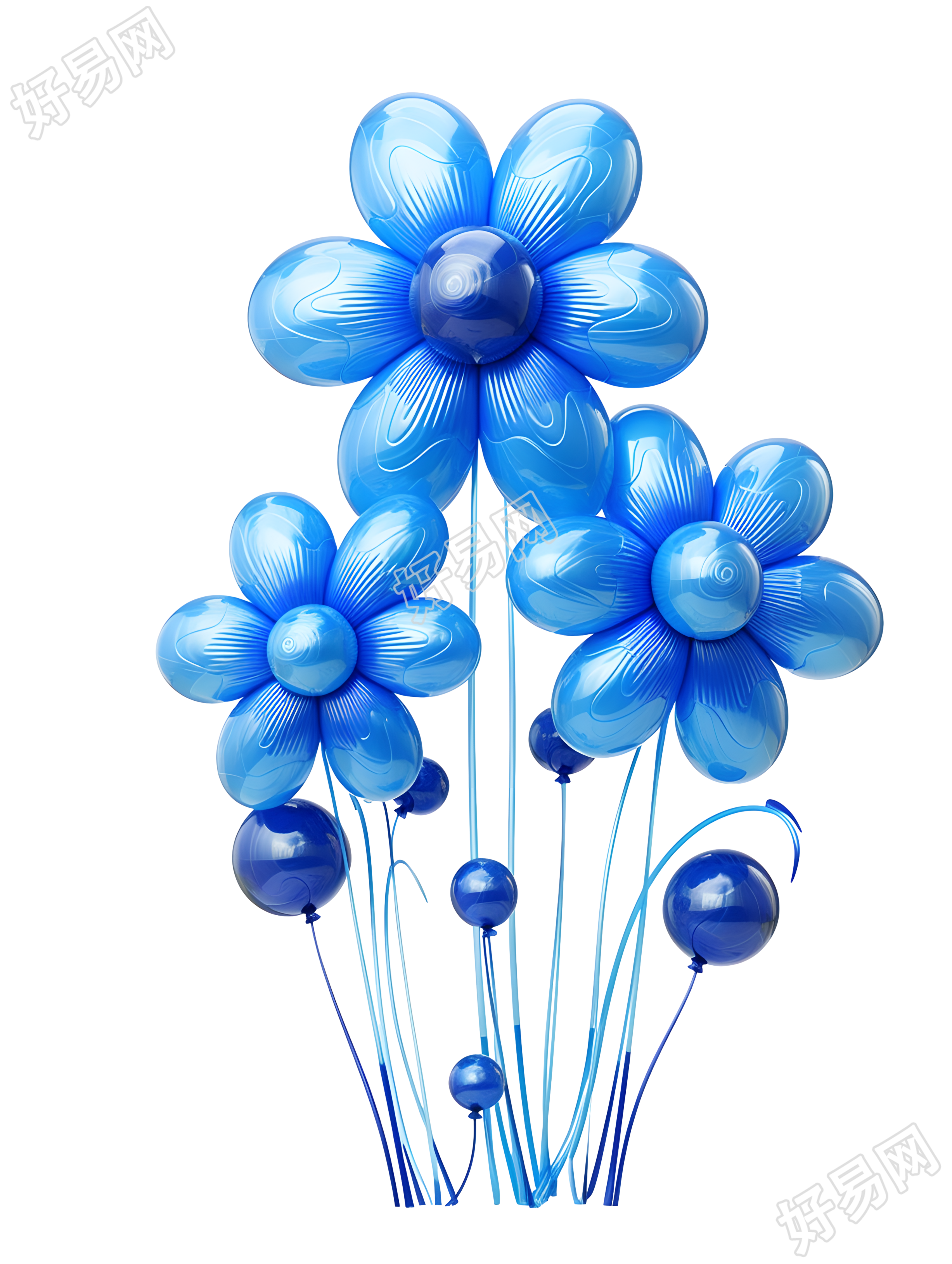 高清透明背景蓝色充气气球素材