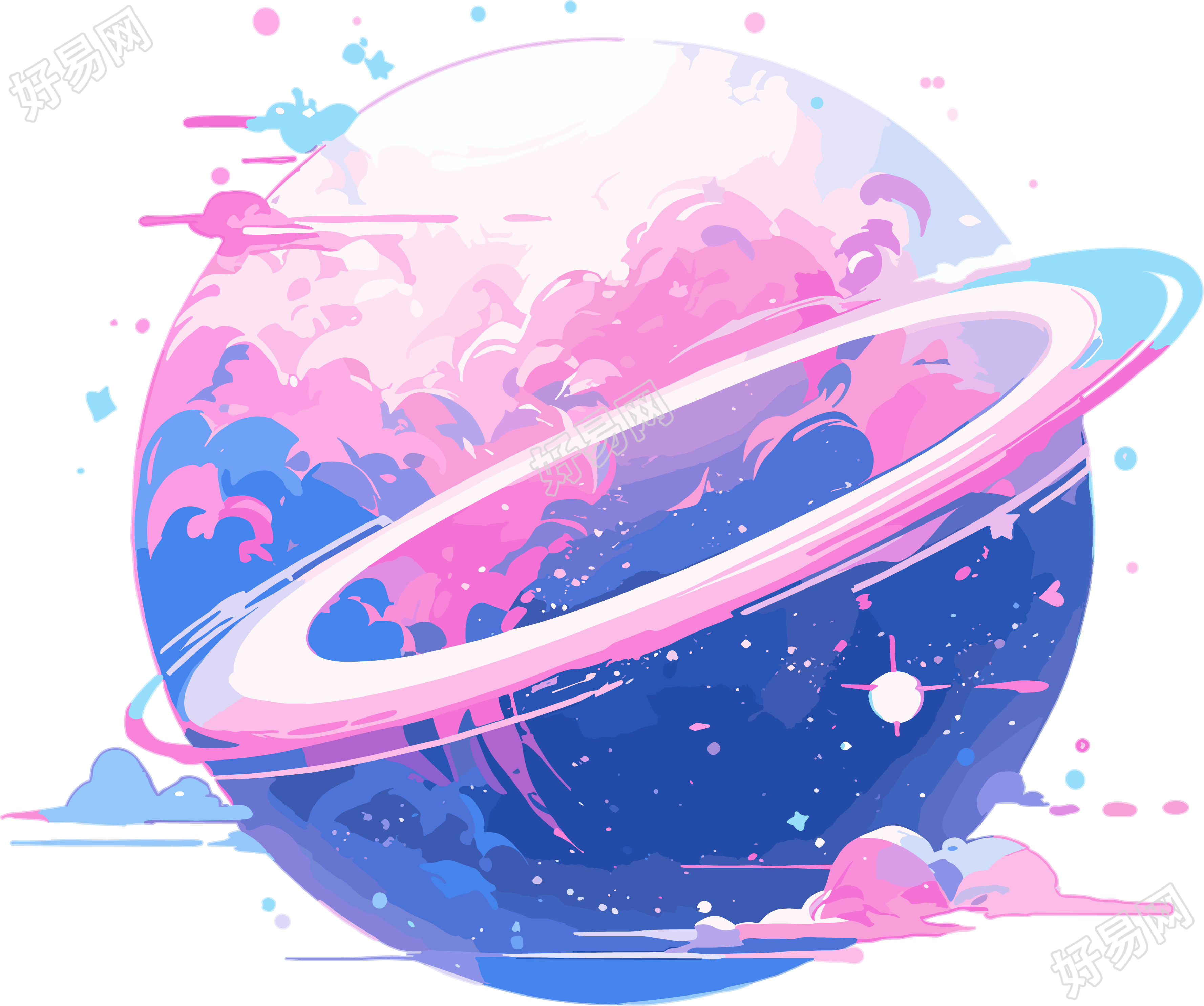 极简外星行星矢量插图