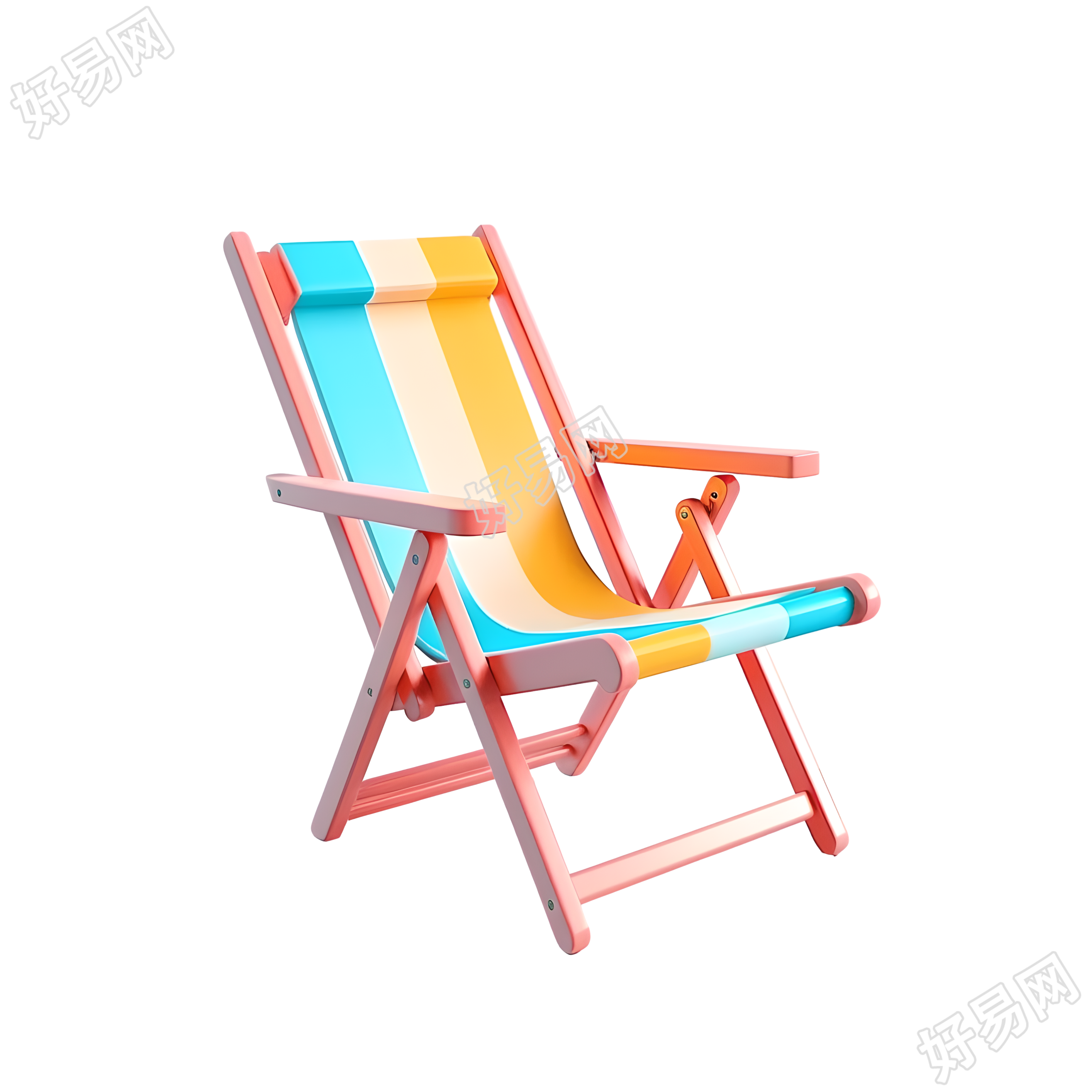 夏日鲜艳色彩的海滩折叠椅插图
