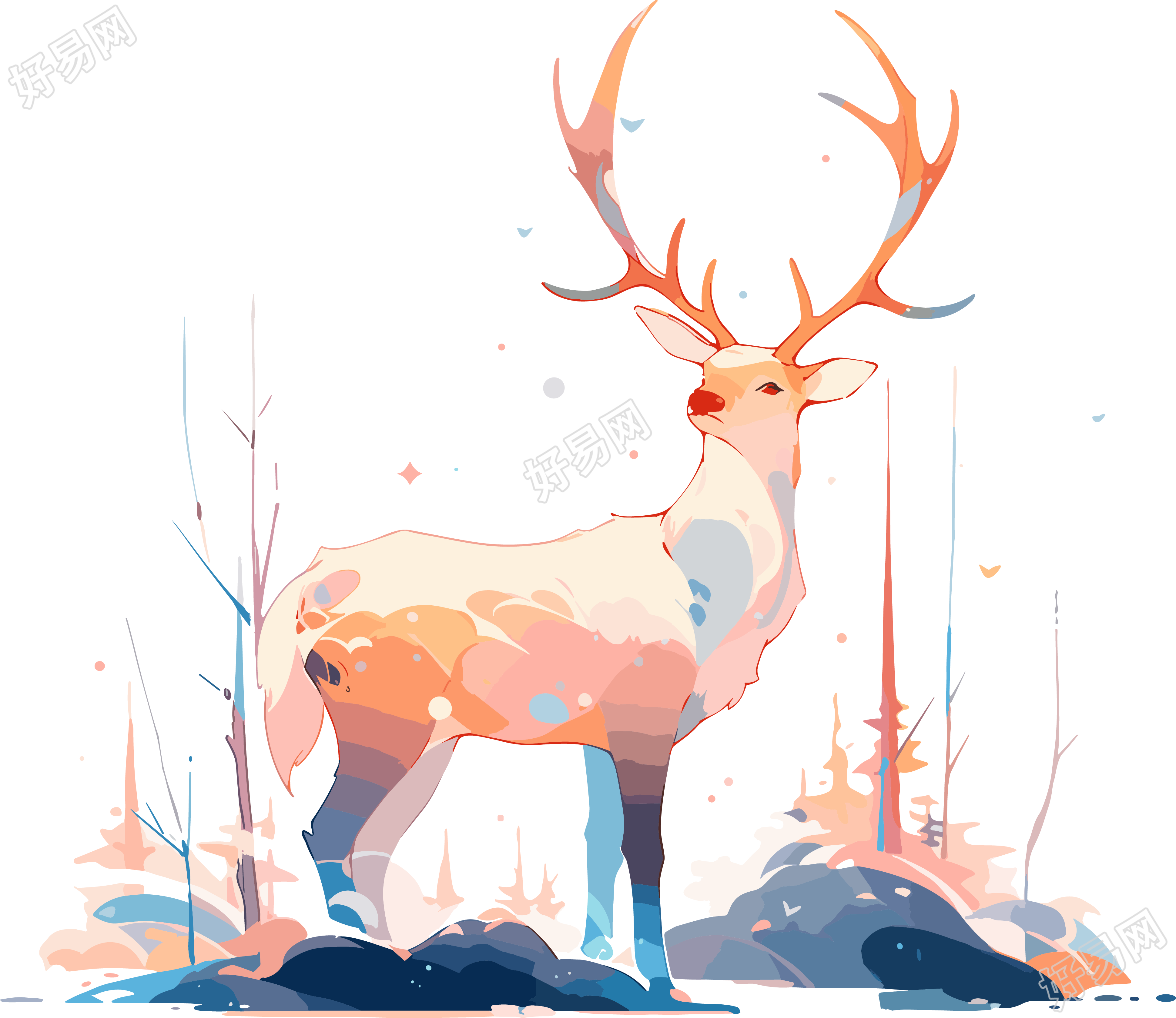 麋鹿圣诞元素UI插画设计