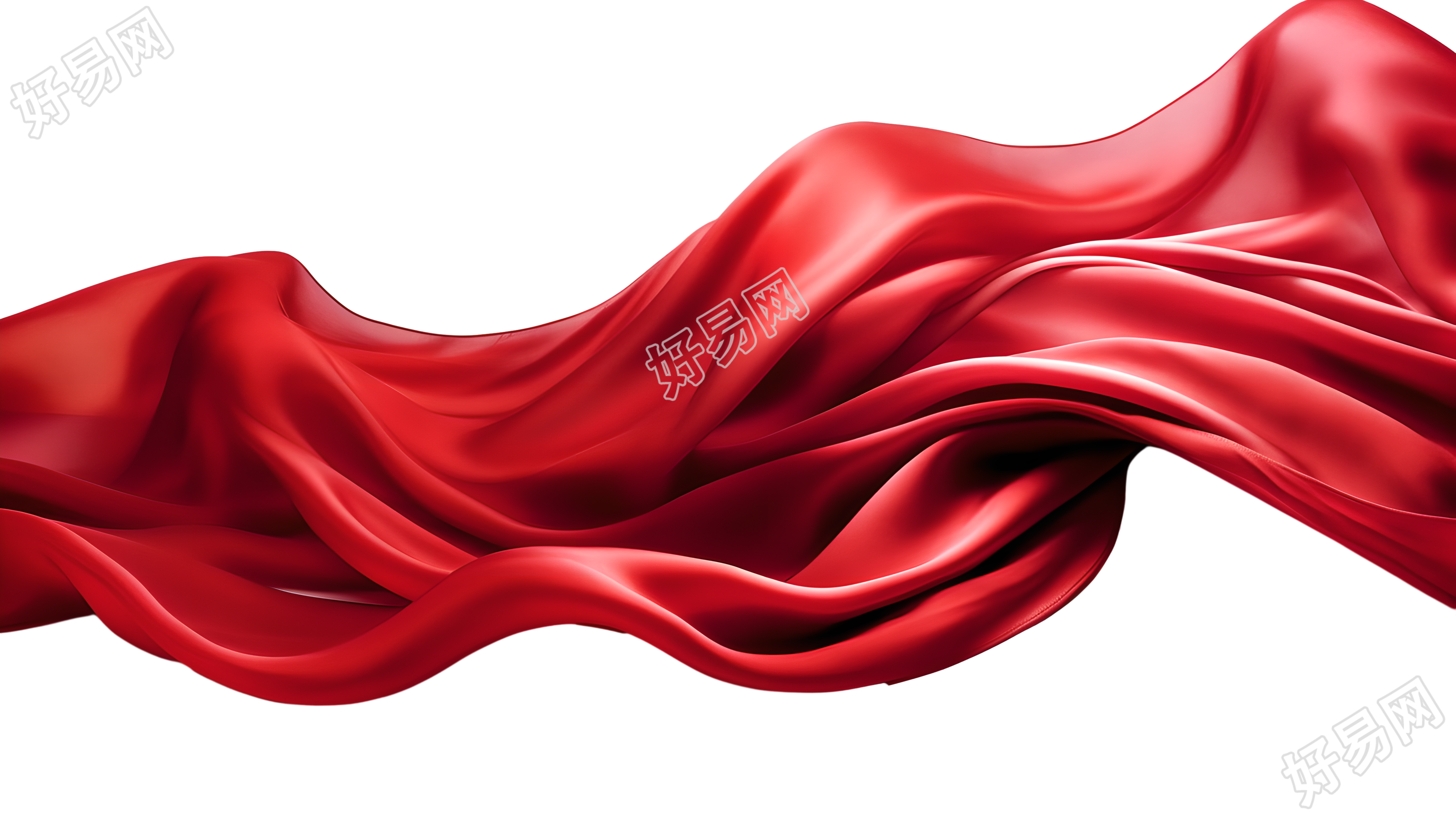高清创意设计红丝绸元素PNG