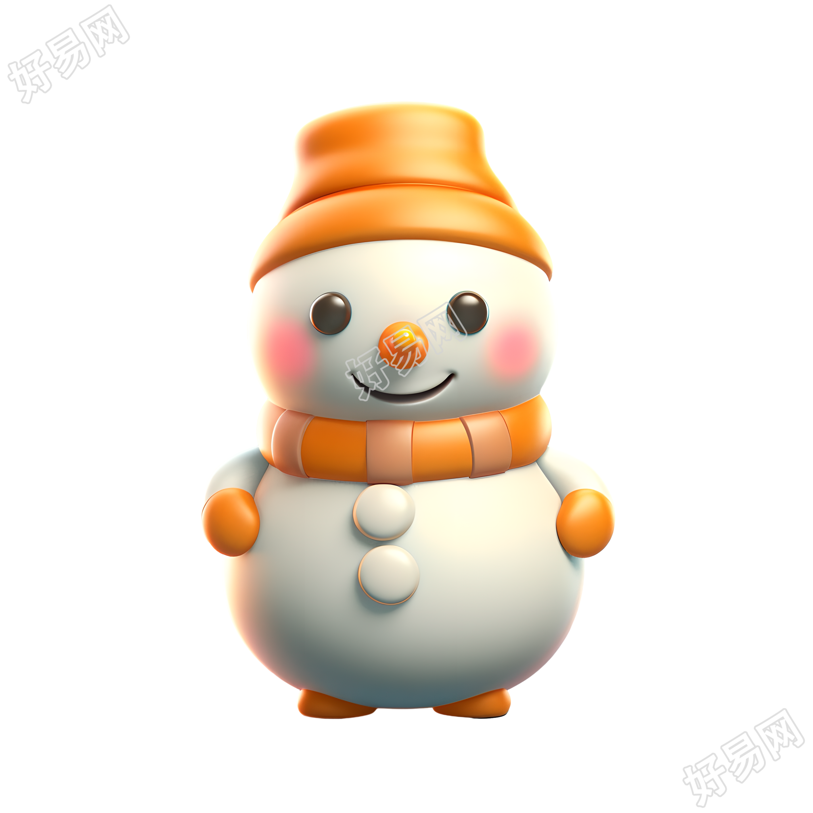 3D立体带围巾的小雪人商用素材