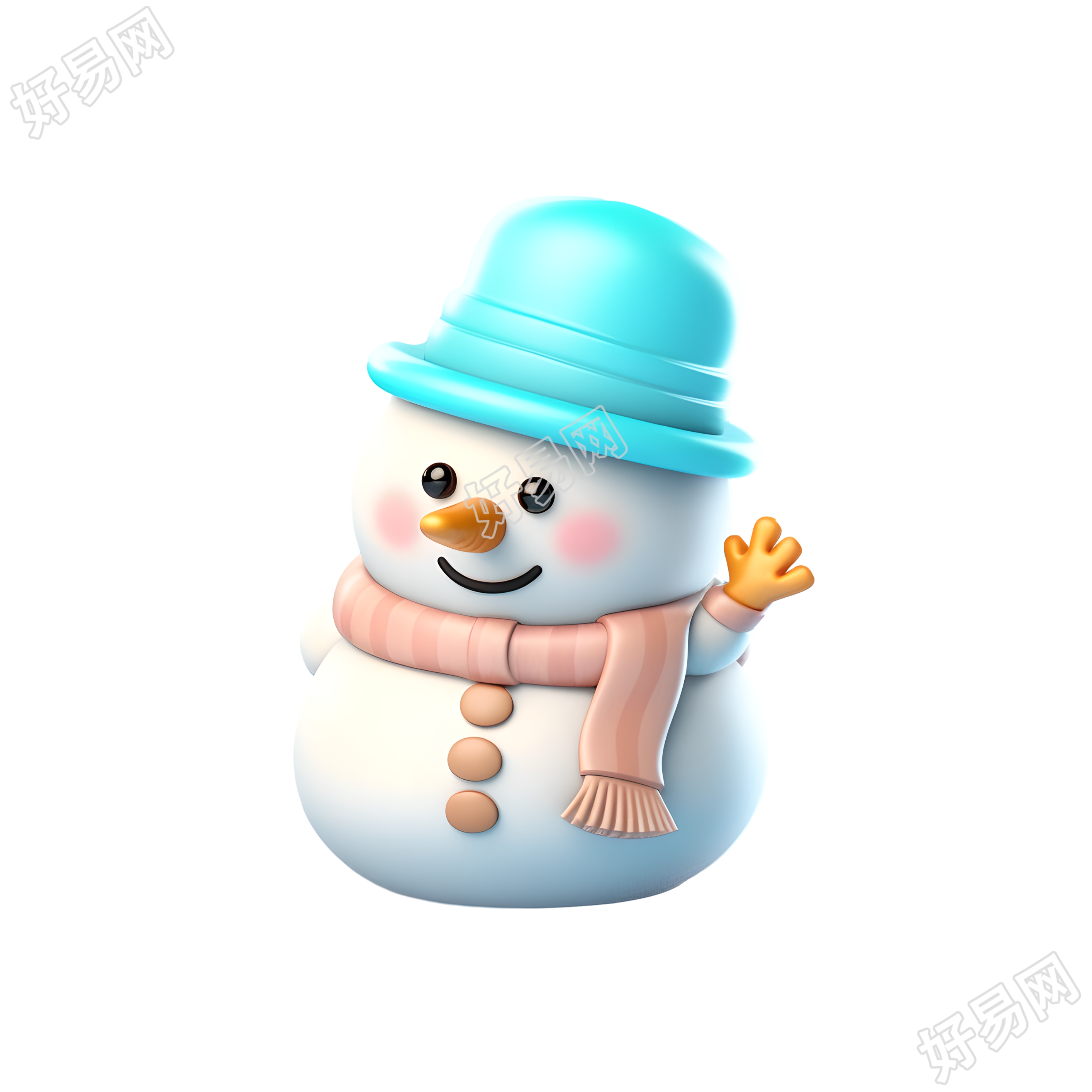 圣诞元素3D图标可爱小雪人素材