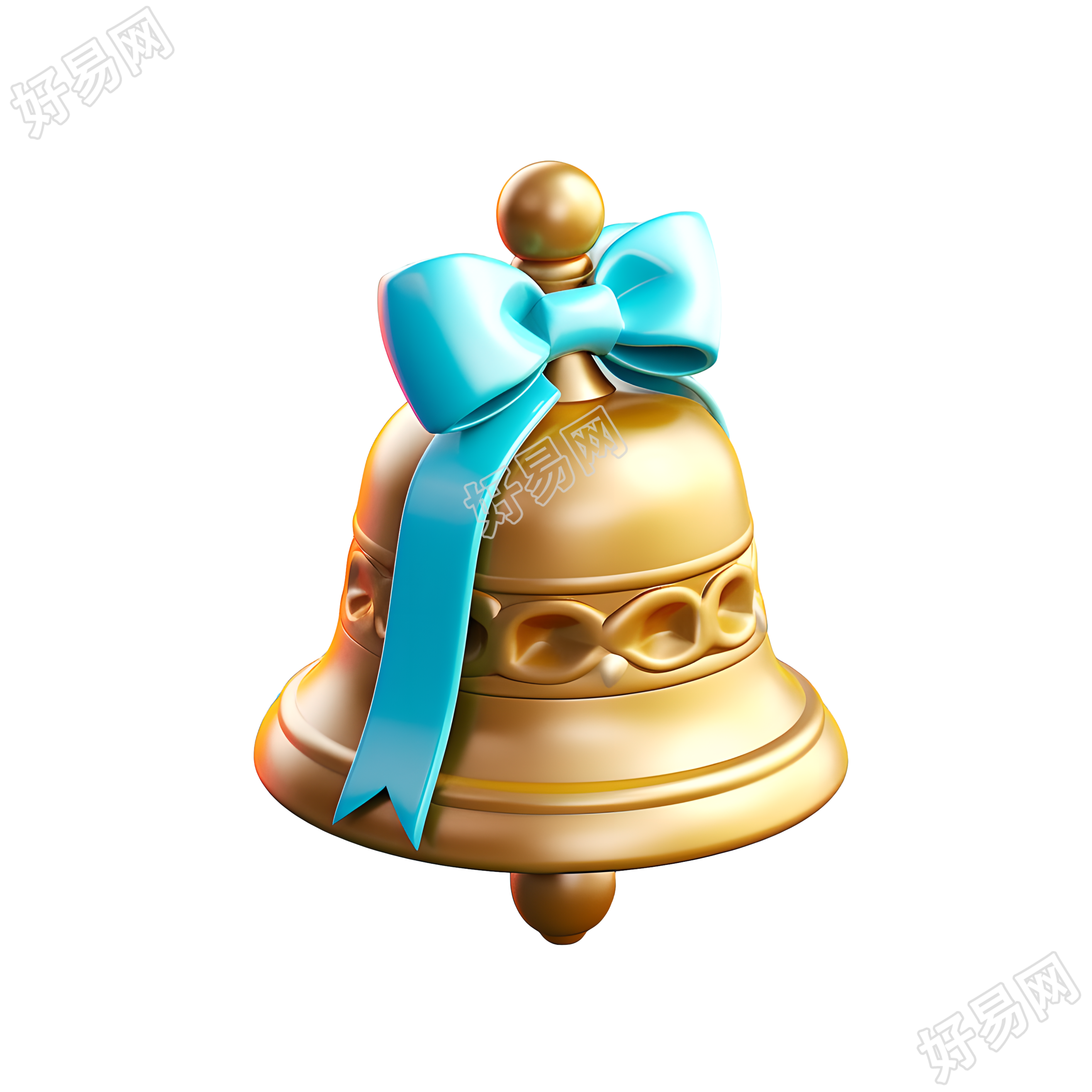 明亮色彩的圣诞铃铛3D插图
