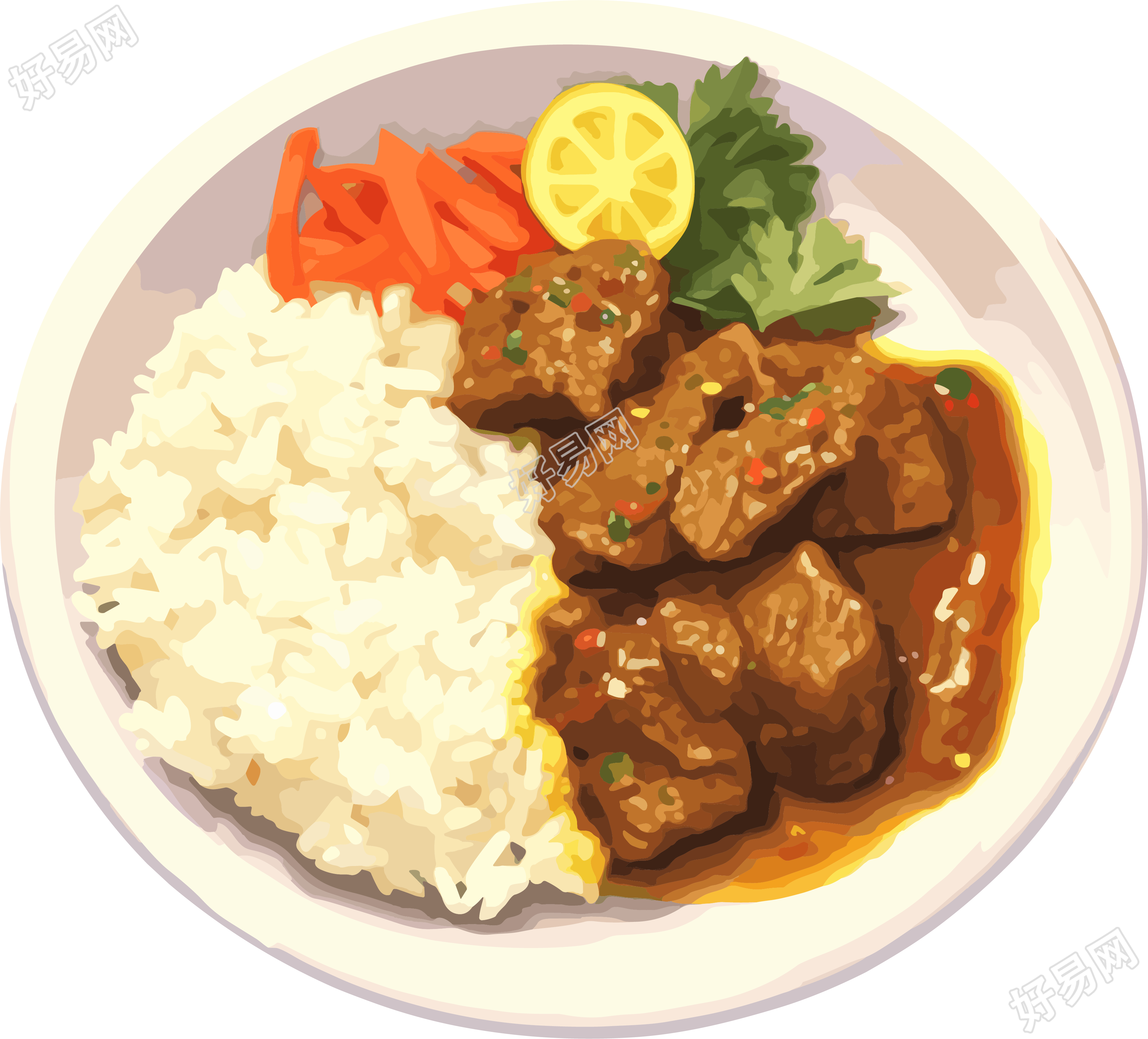 冬季烹饪红烧肉拌饭高清图形素材