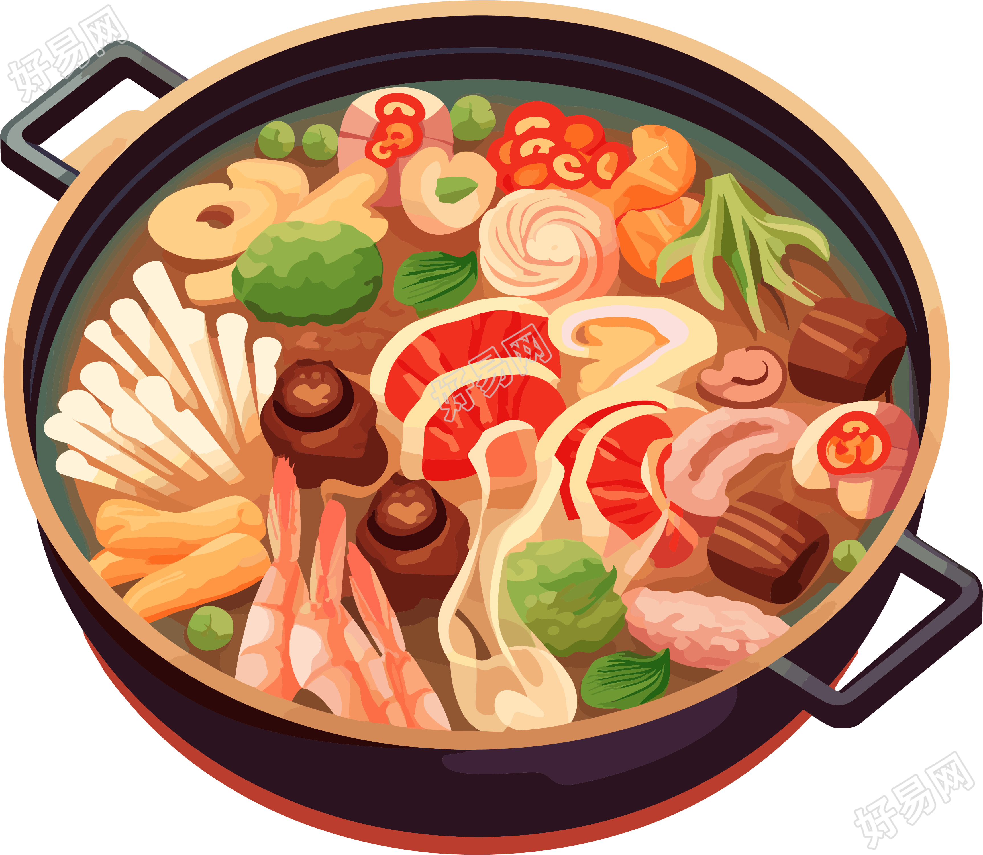 温暖海鲜汤冬季美食素材