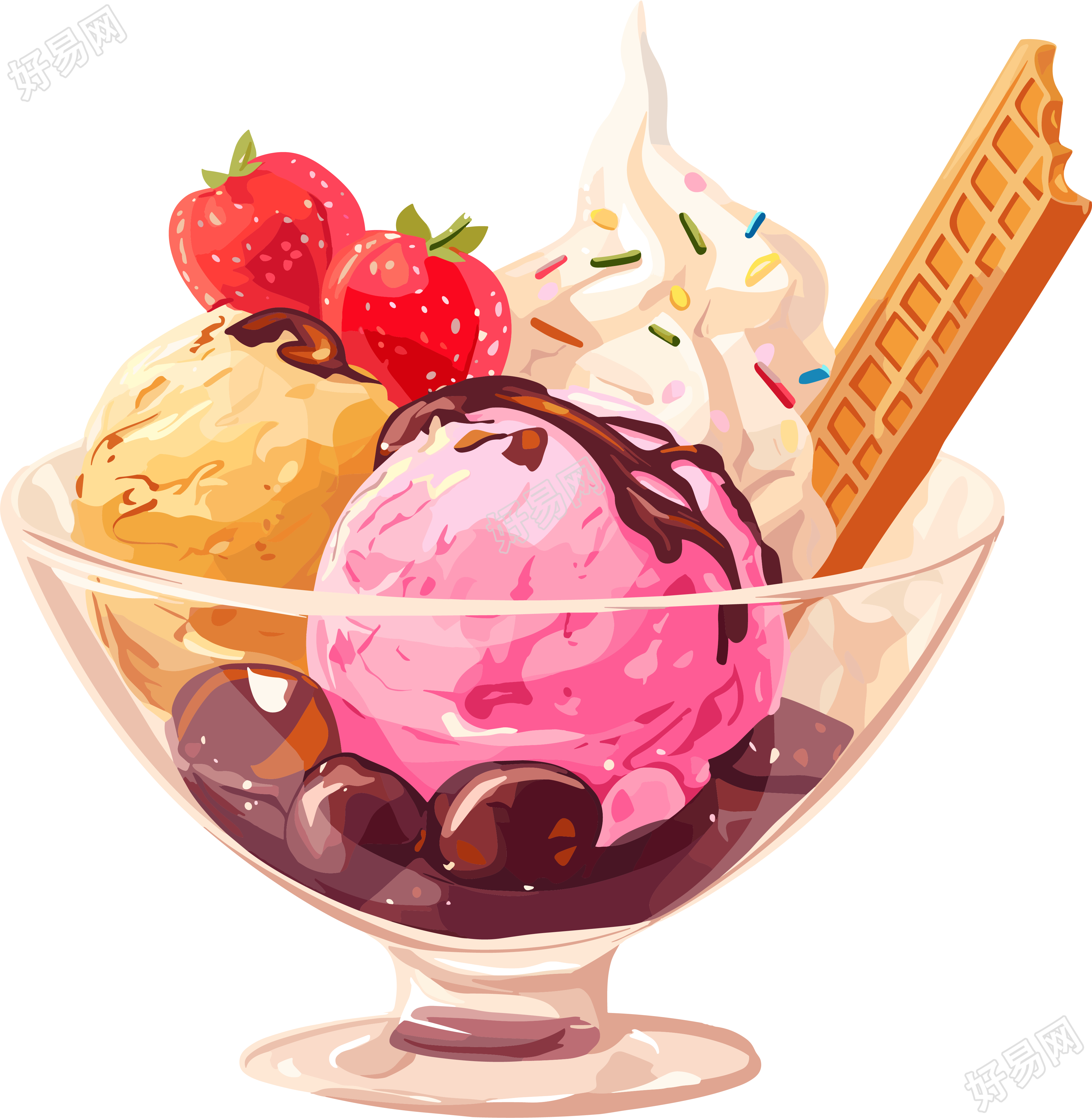 3D冰淇淋彩色插图