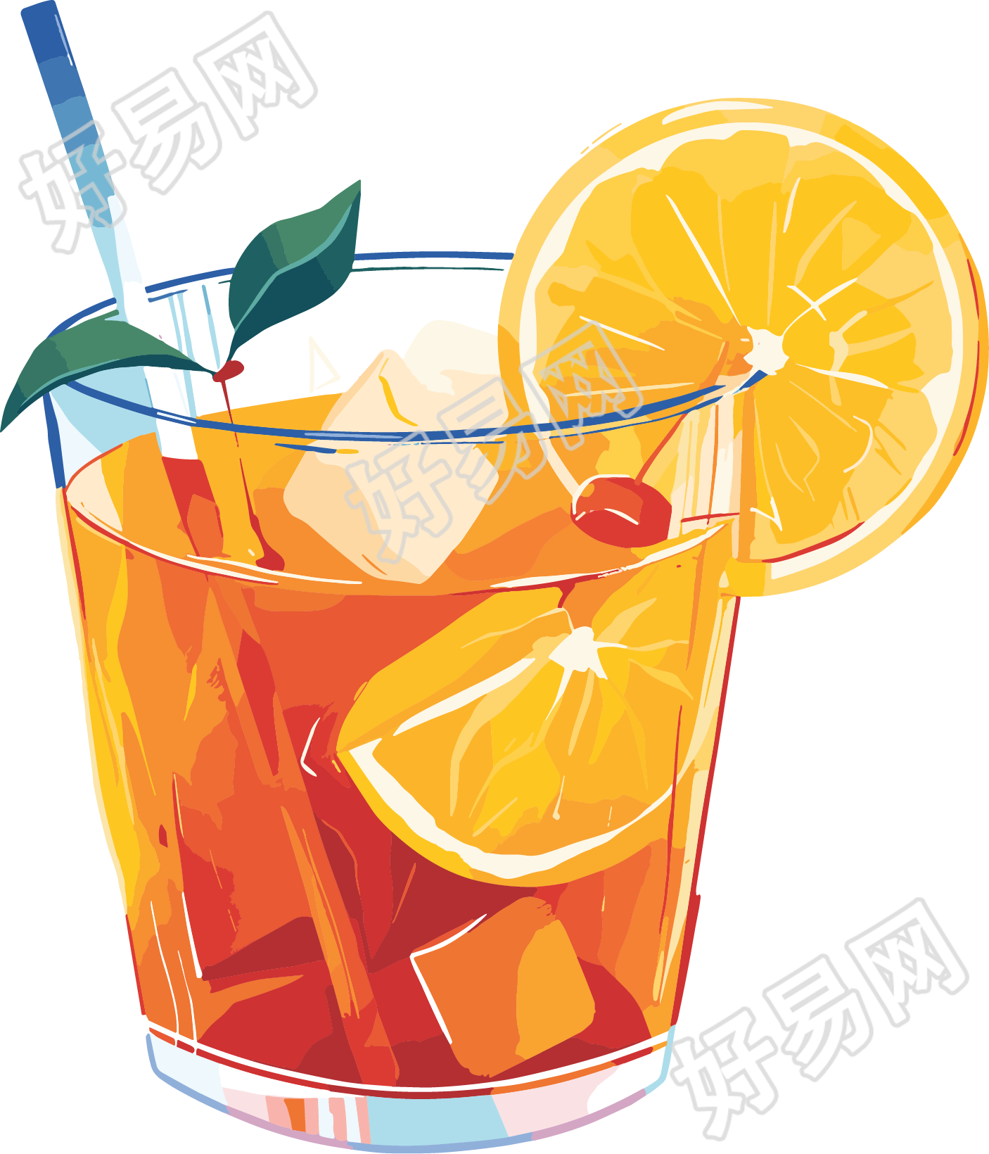 一杯威士忌酒吧插画