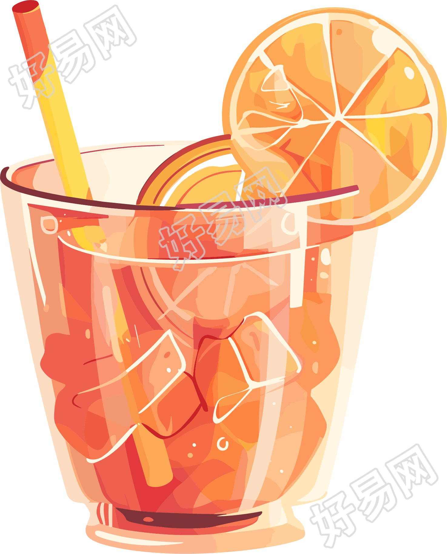 酒吧柠檬酒扁平插画