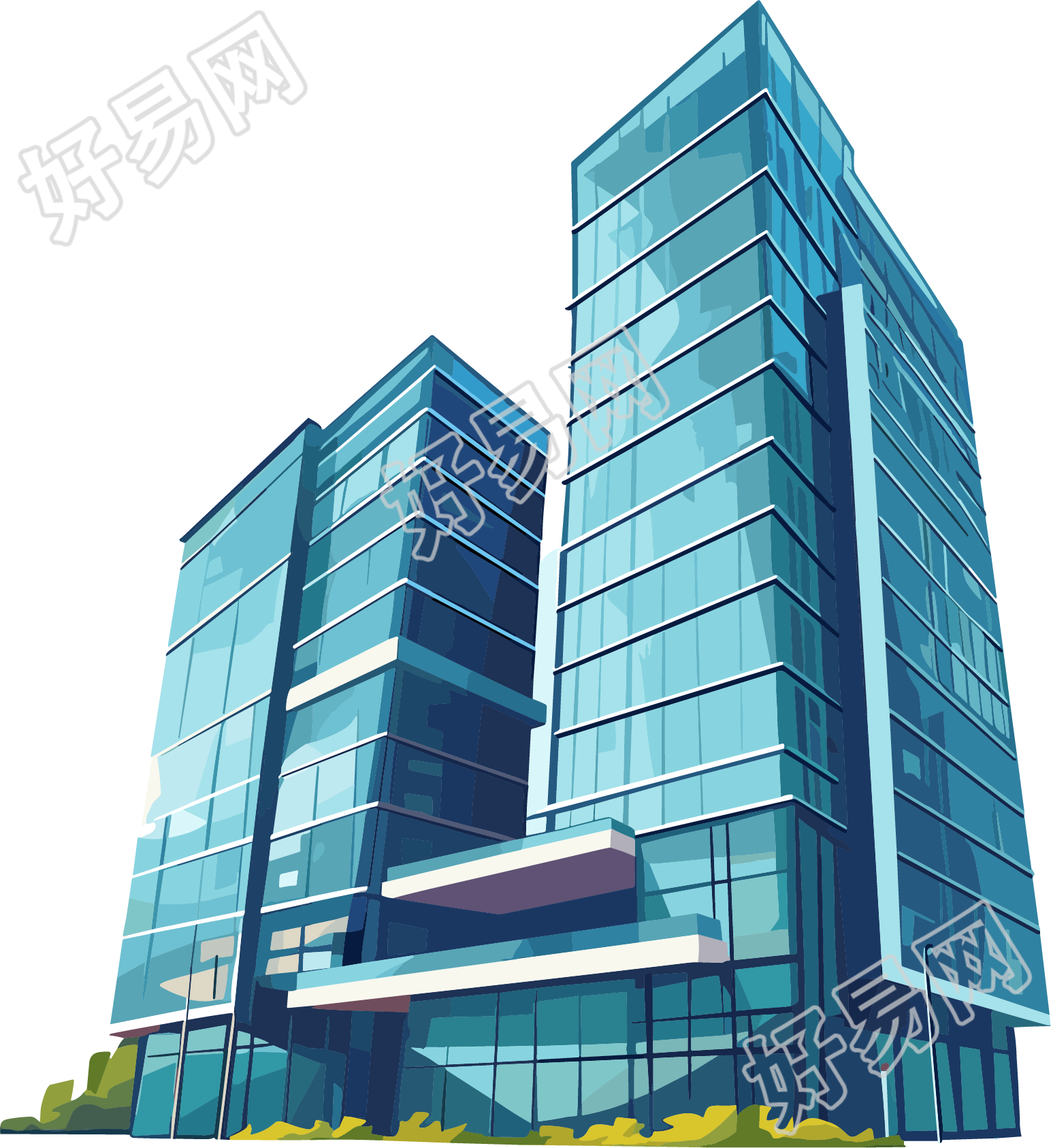 楼房简约风格插画