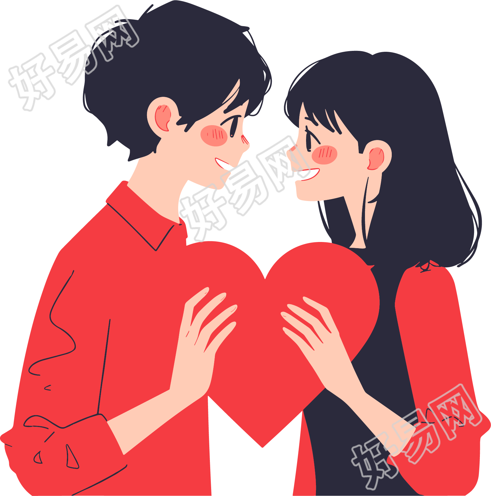 恋爱情侣心形插图