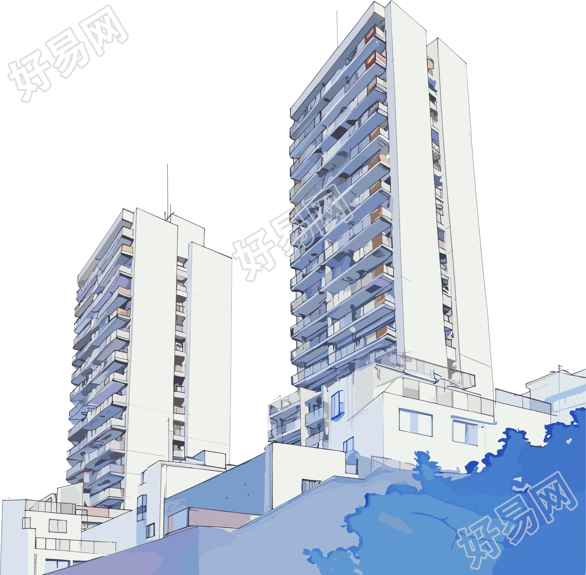 楼房透明背景插图