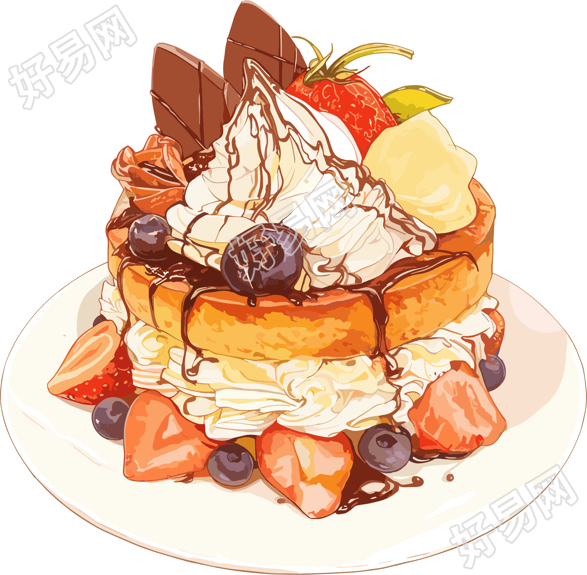 甜点奶油蛋糕PNG插画