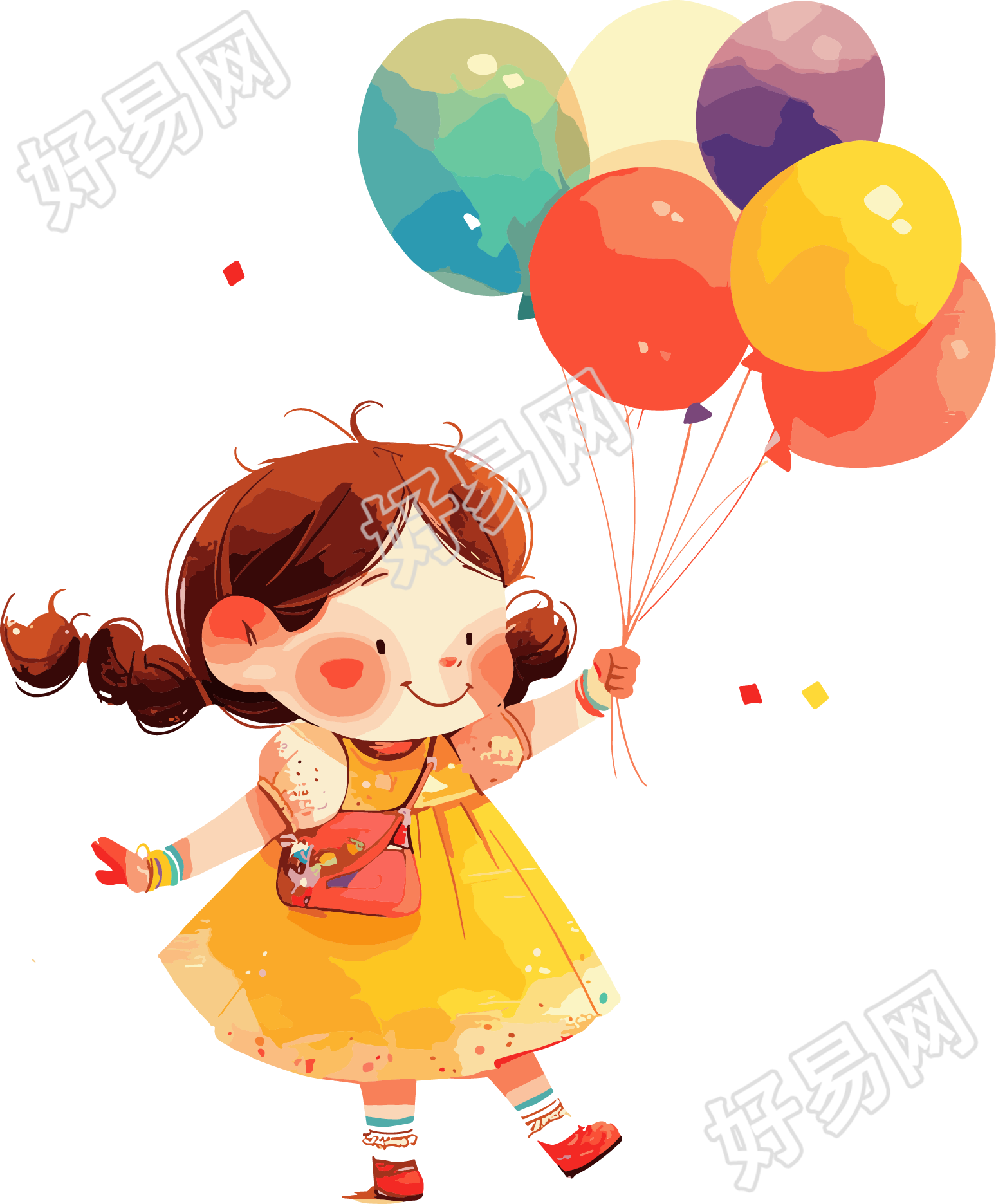 欢乐儿童彩色气球插图