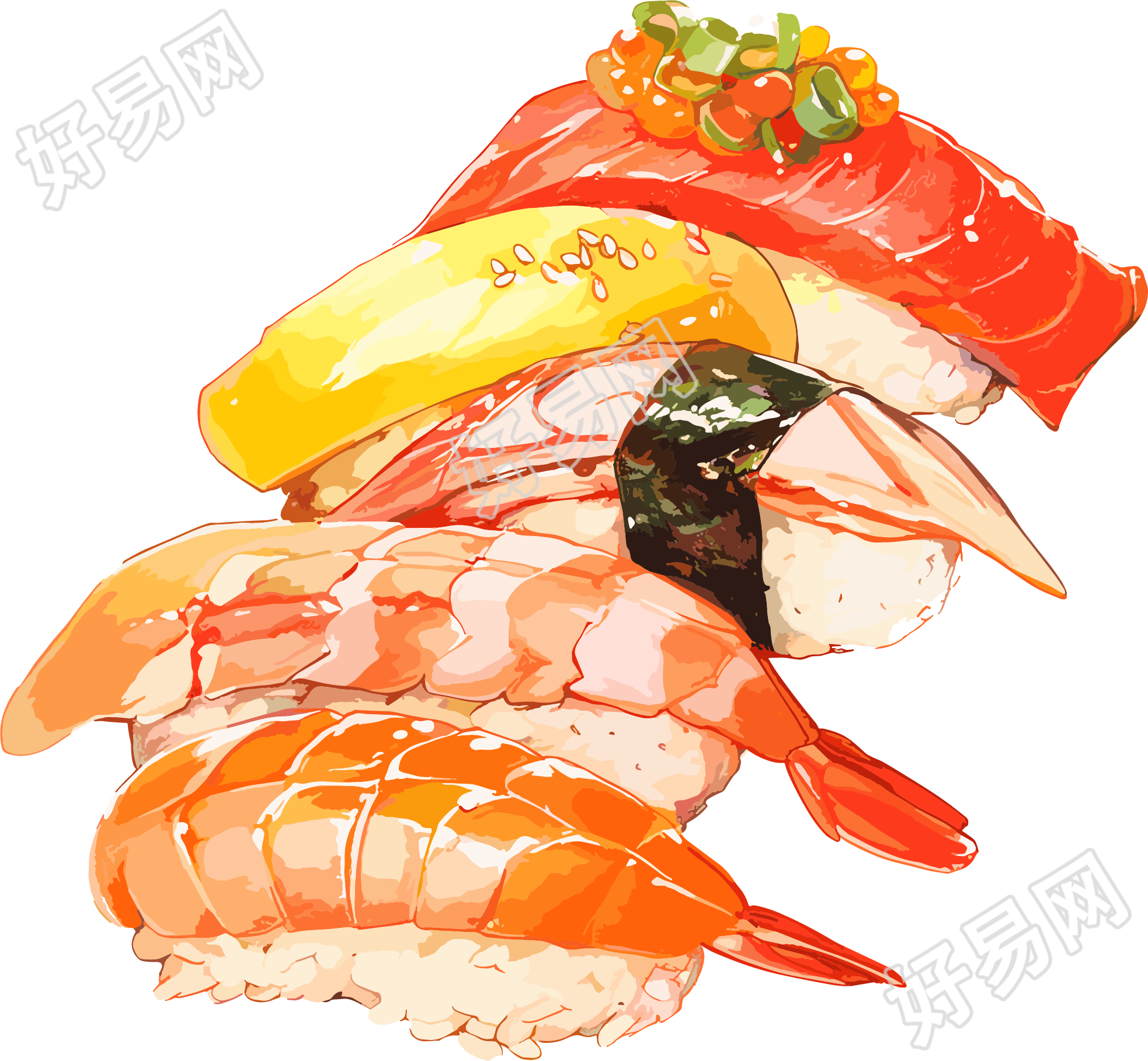 寿司美味矢量插画