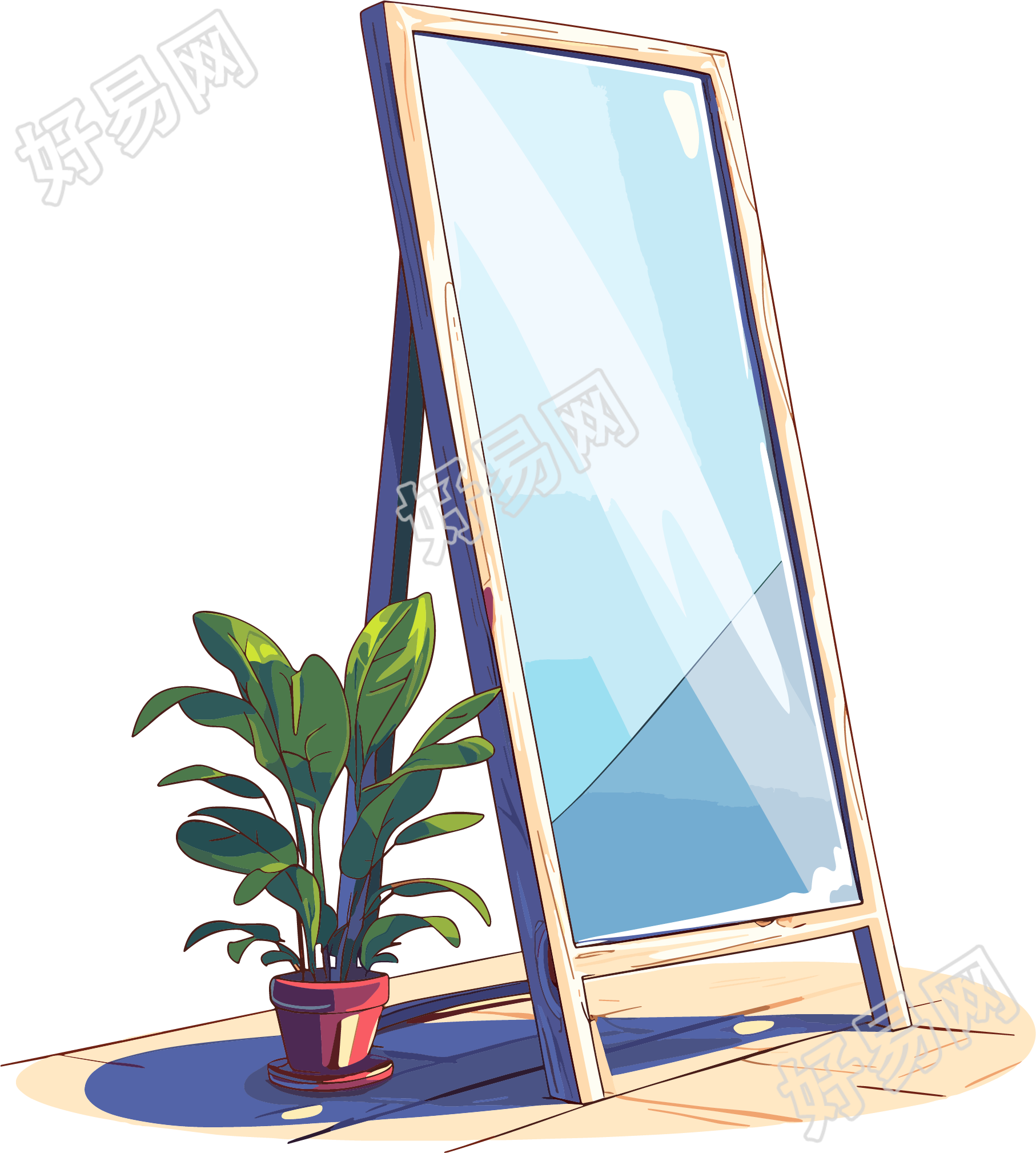 落地镜简约插图