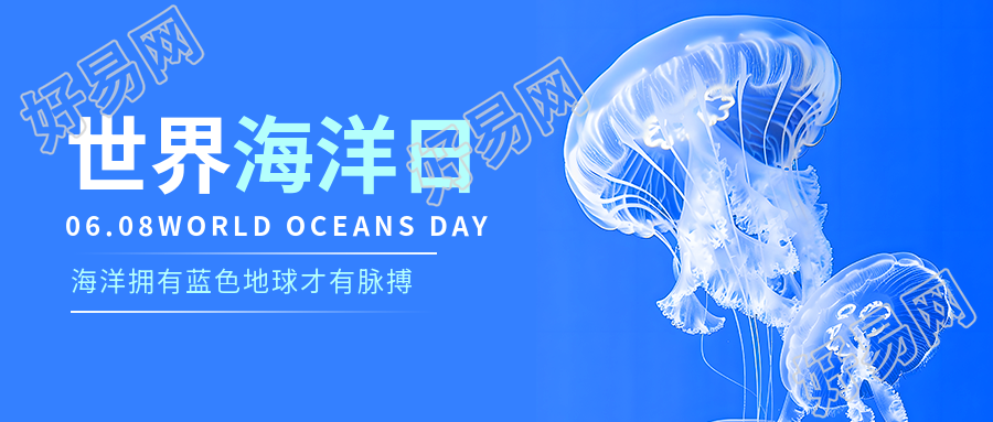 世界海洋日极简风微信公众号首图