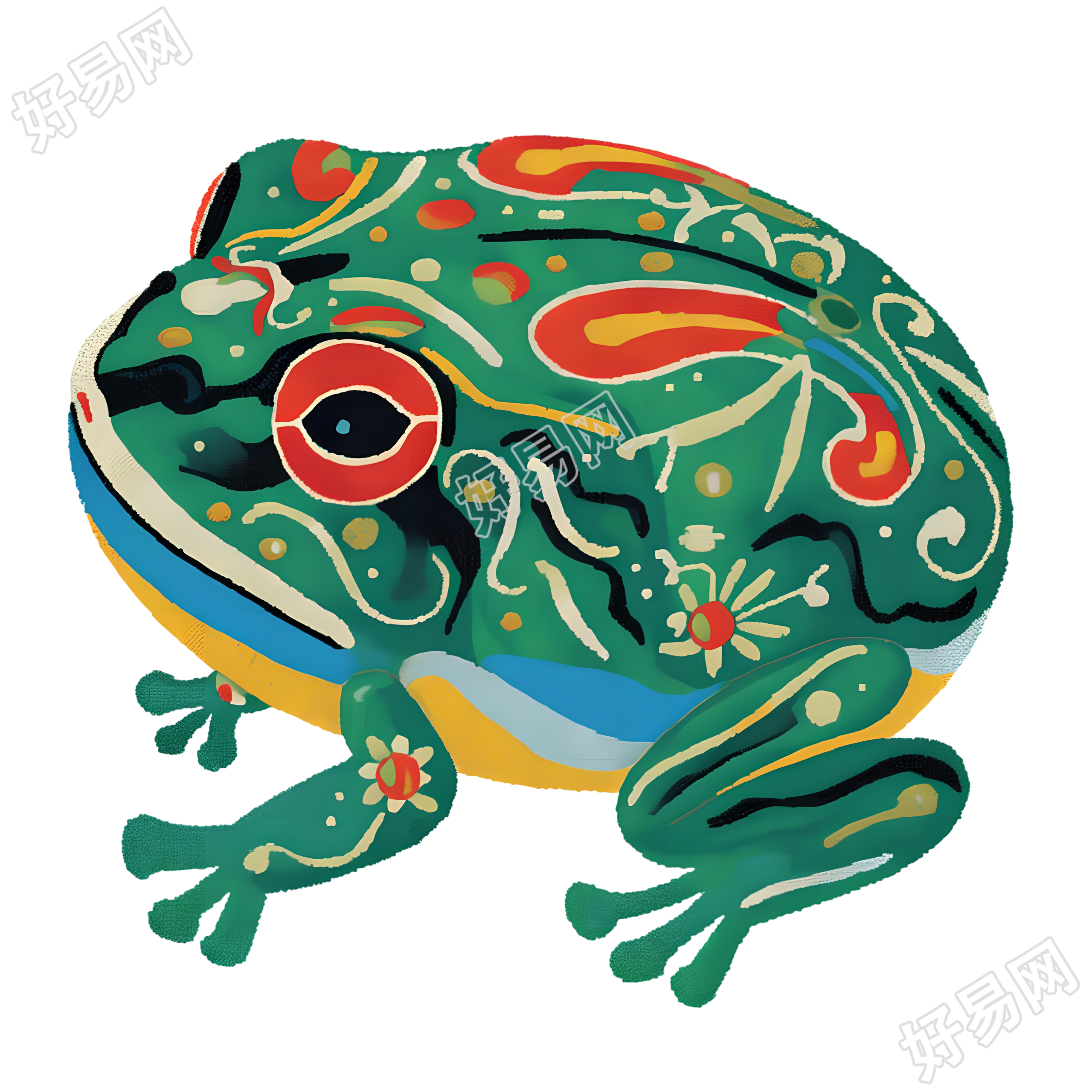 青蛙玩具复古插图
