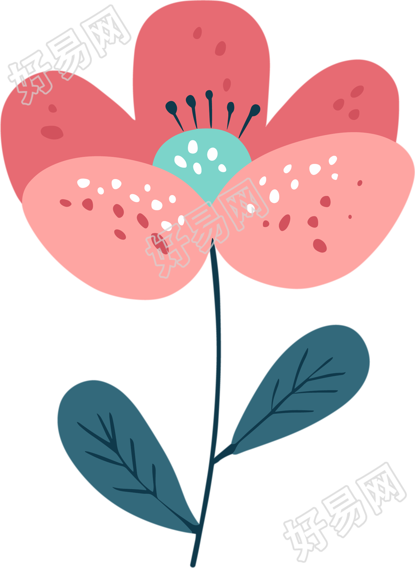 小花矢量插图