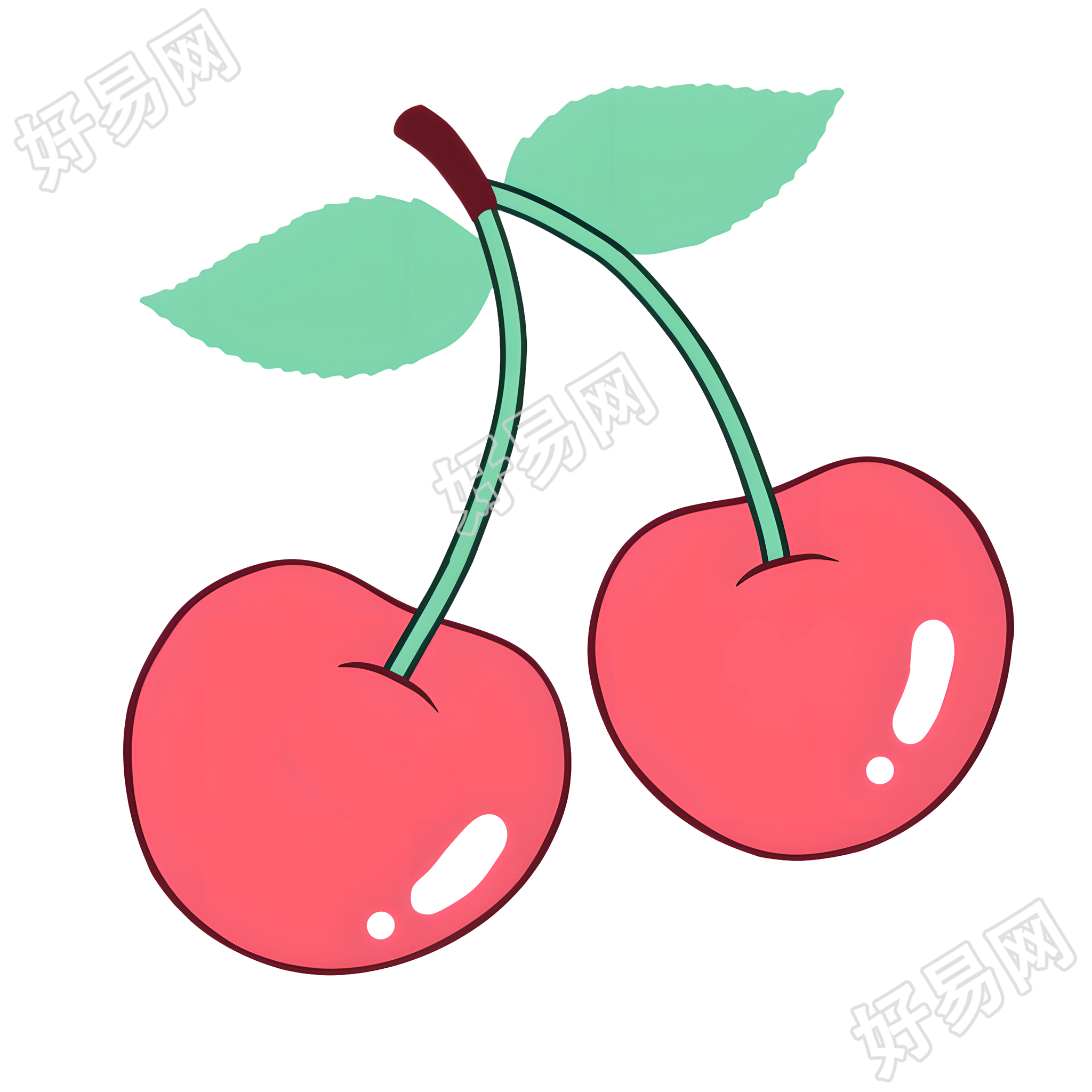 粉色樱桃甜酷平面插画