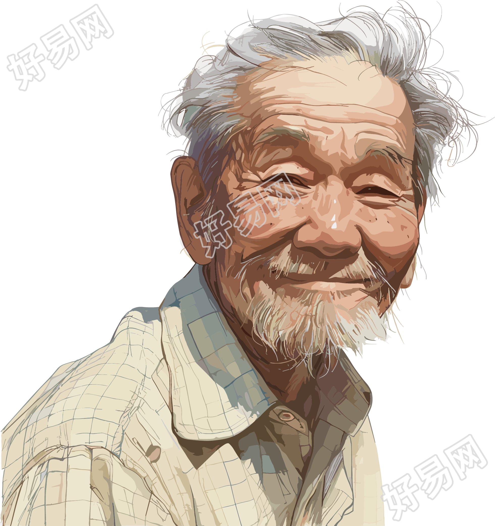 老人老爷爷扁平插画