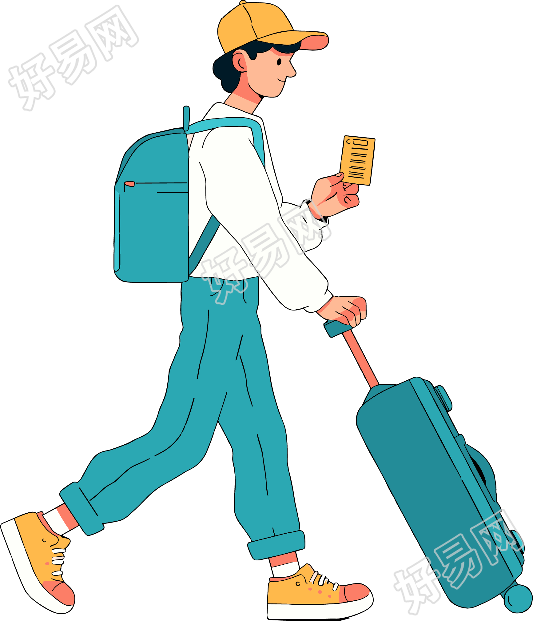 年轻男生出行旅游元素