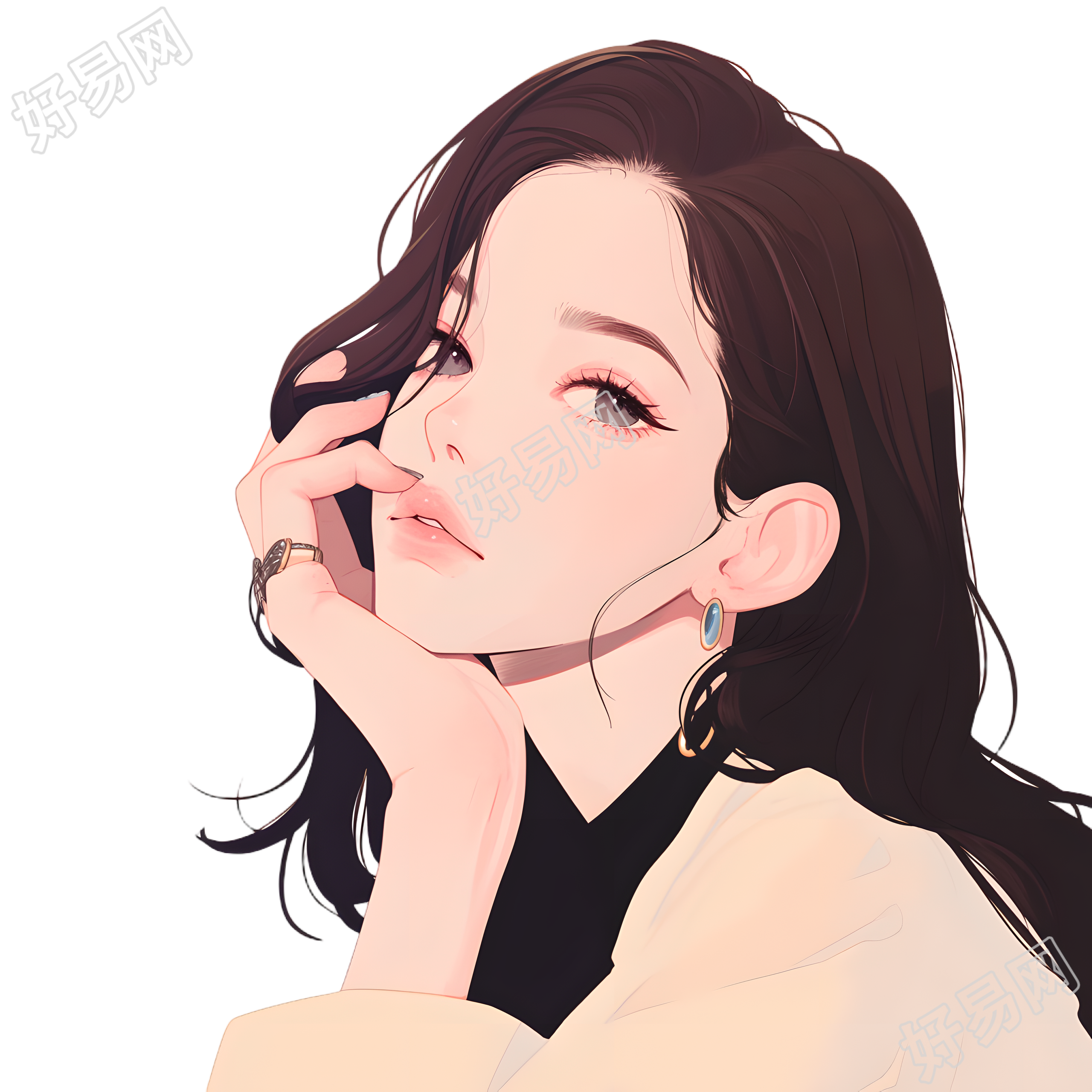 美女可商用插画