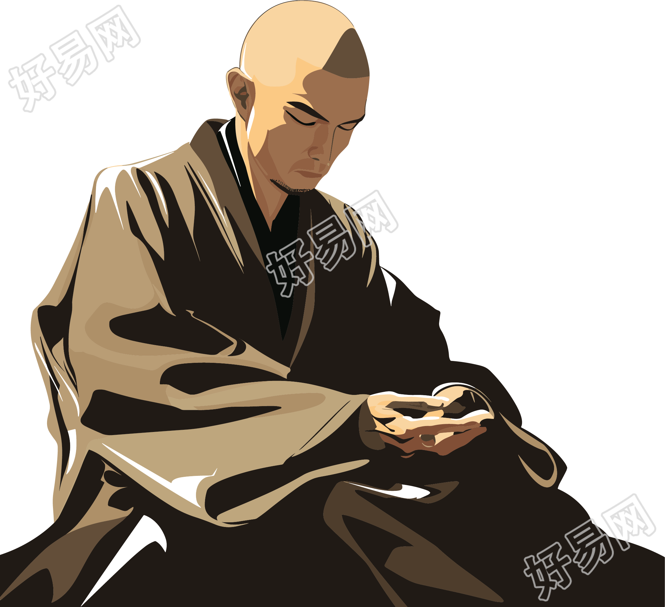和尚透明背景插画