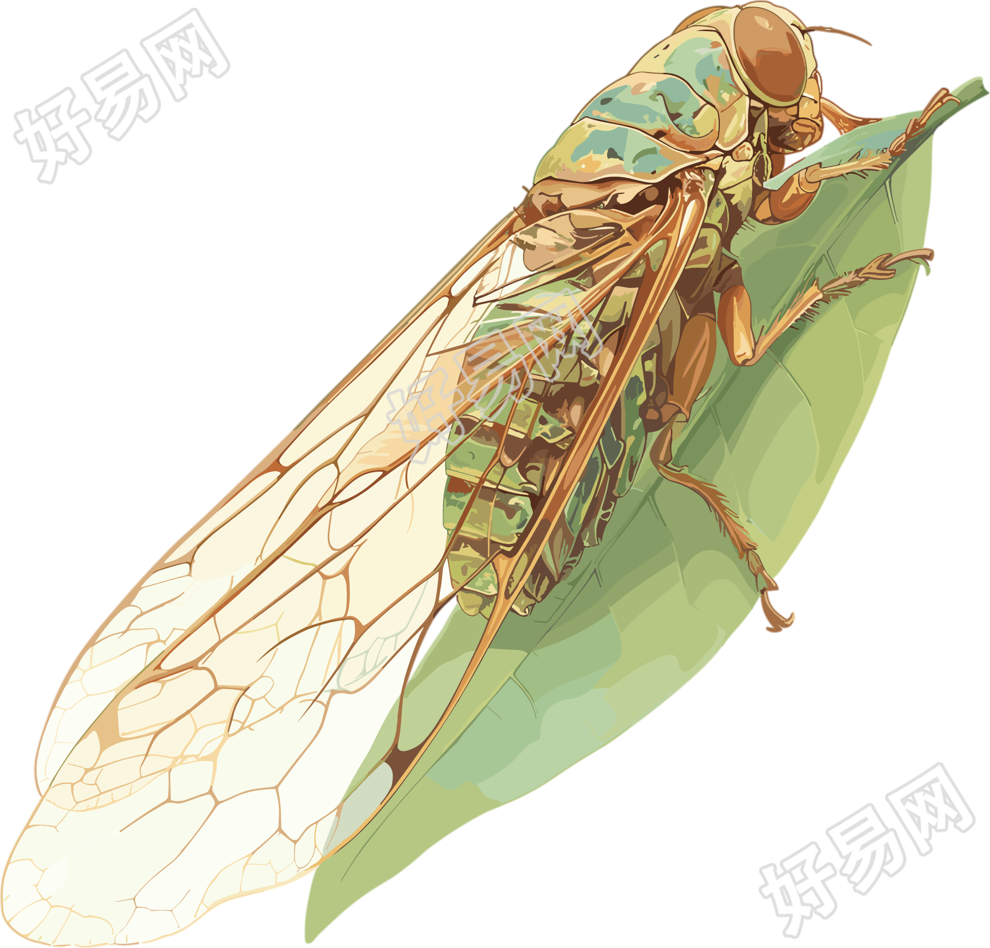 夏蝉彩色铅笔画素材