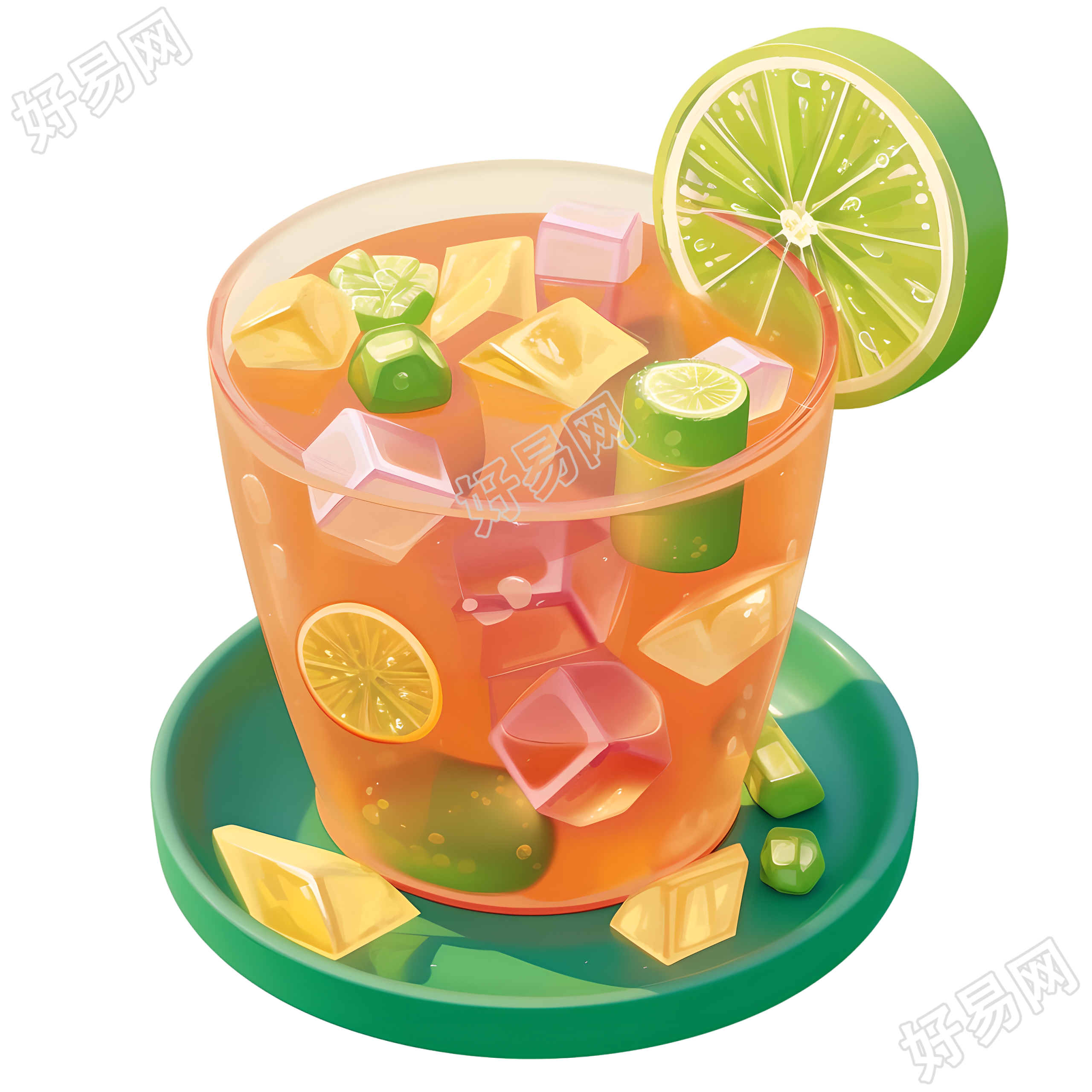 3D水果茶创意素材