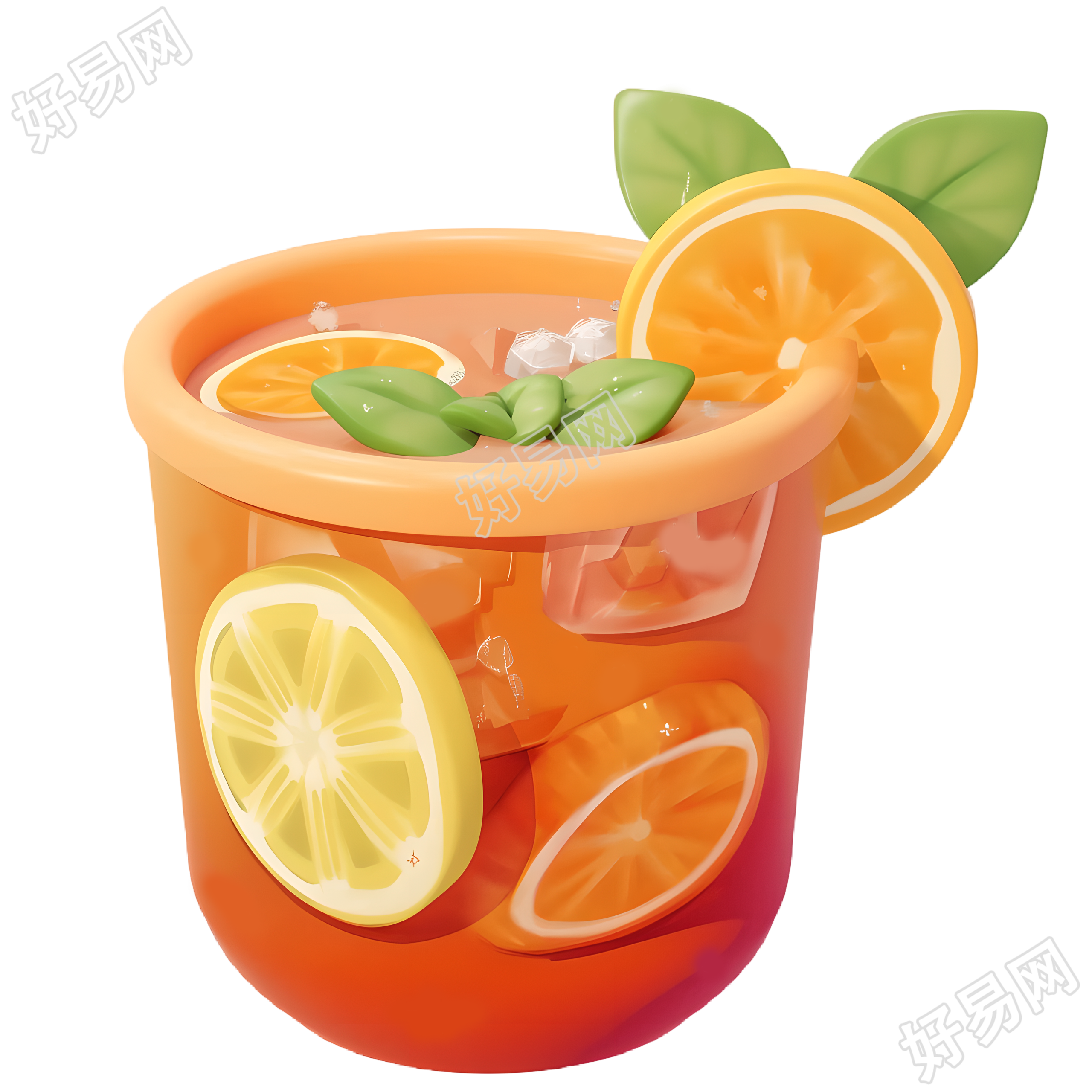 3D水果茶图形素材
