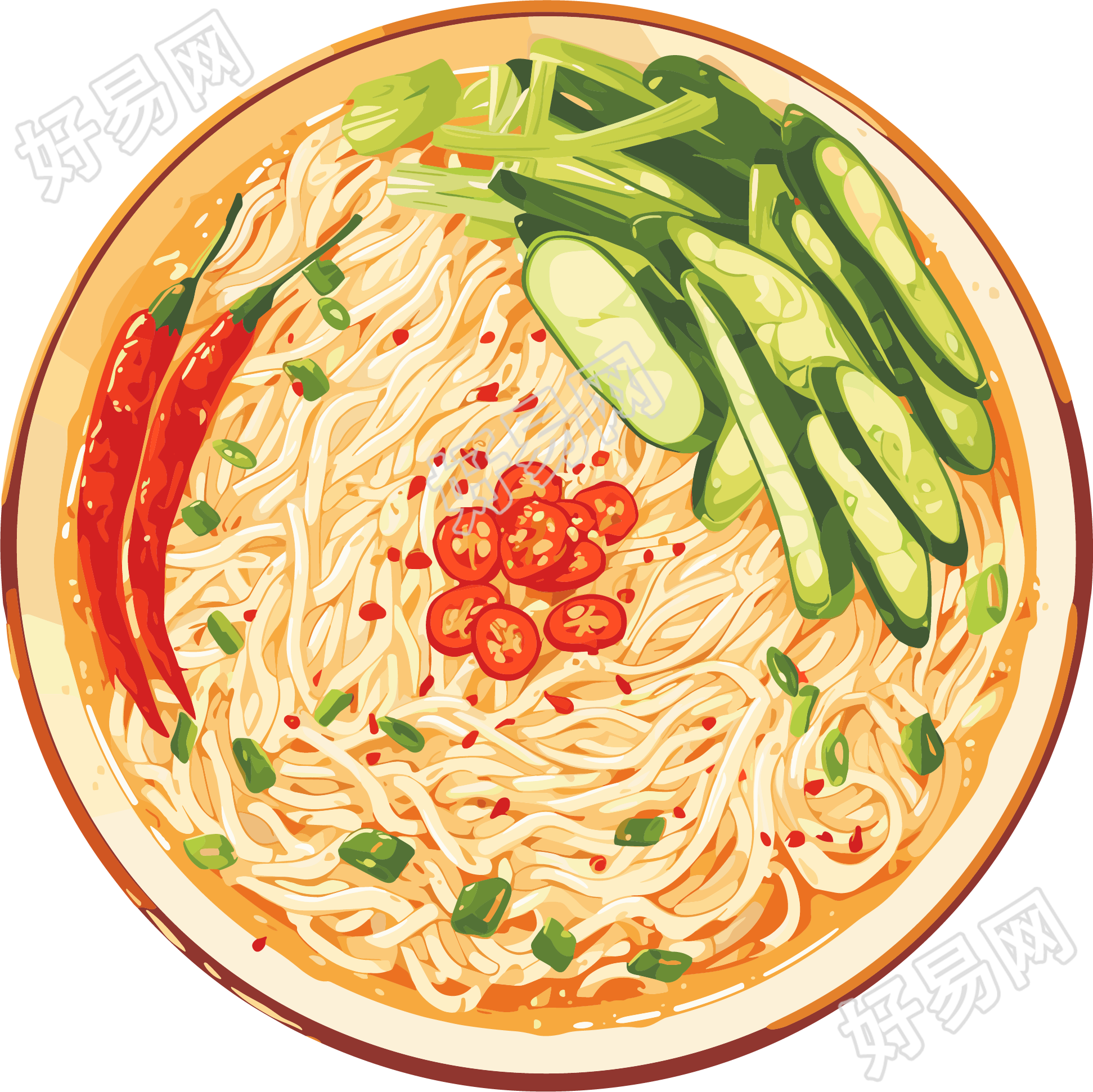 凉面清凉可口插画