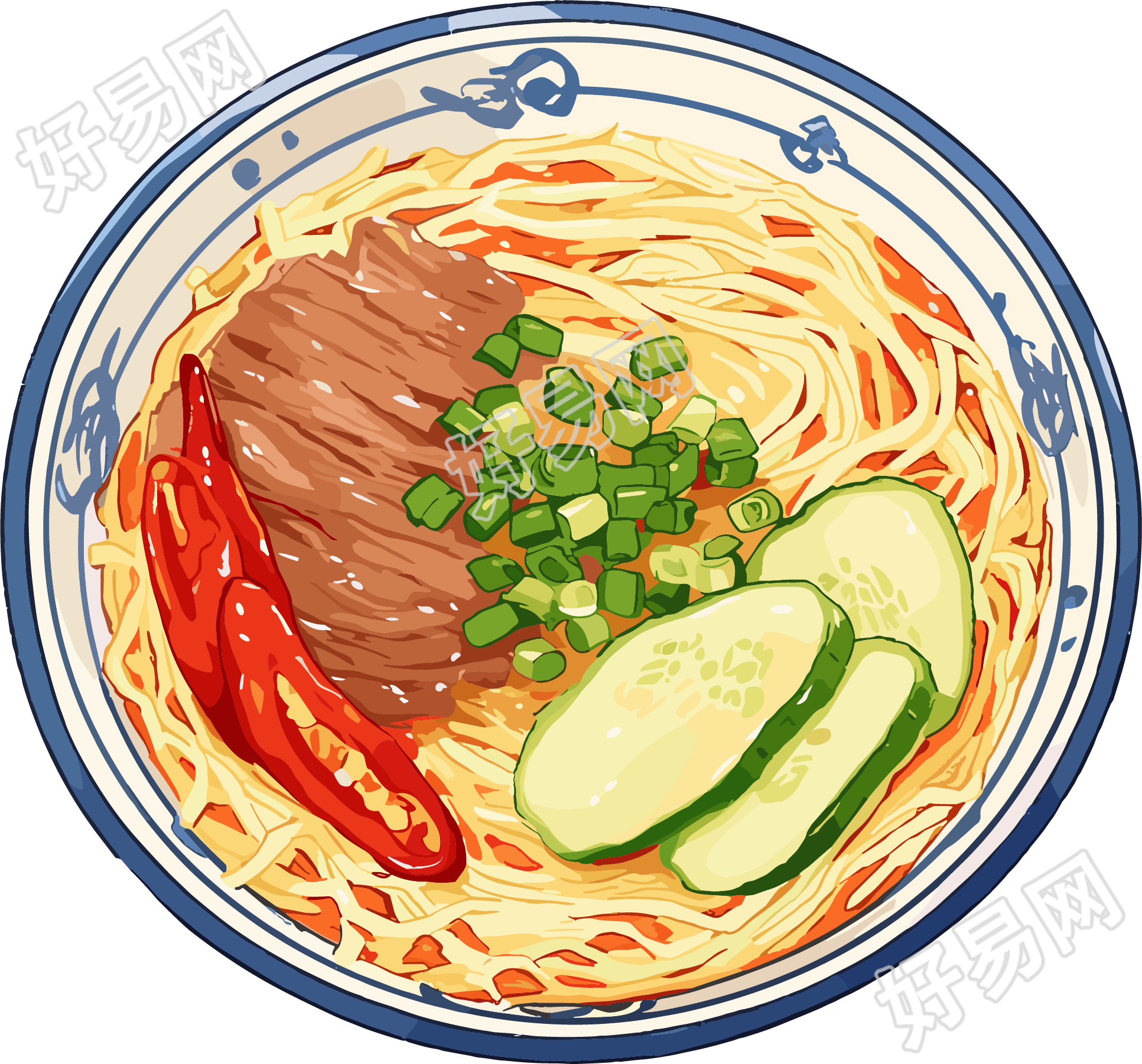 凉面可商用插画