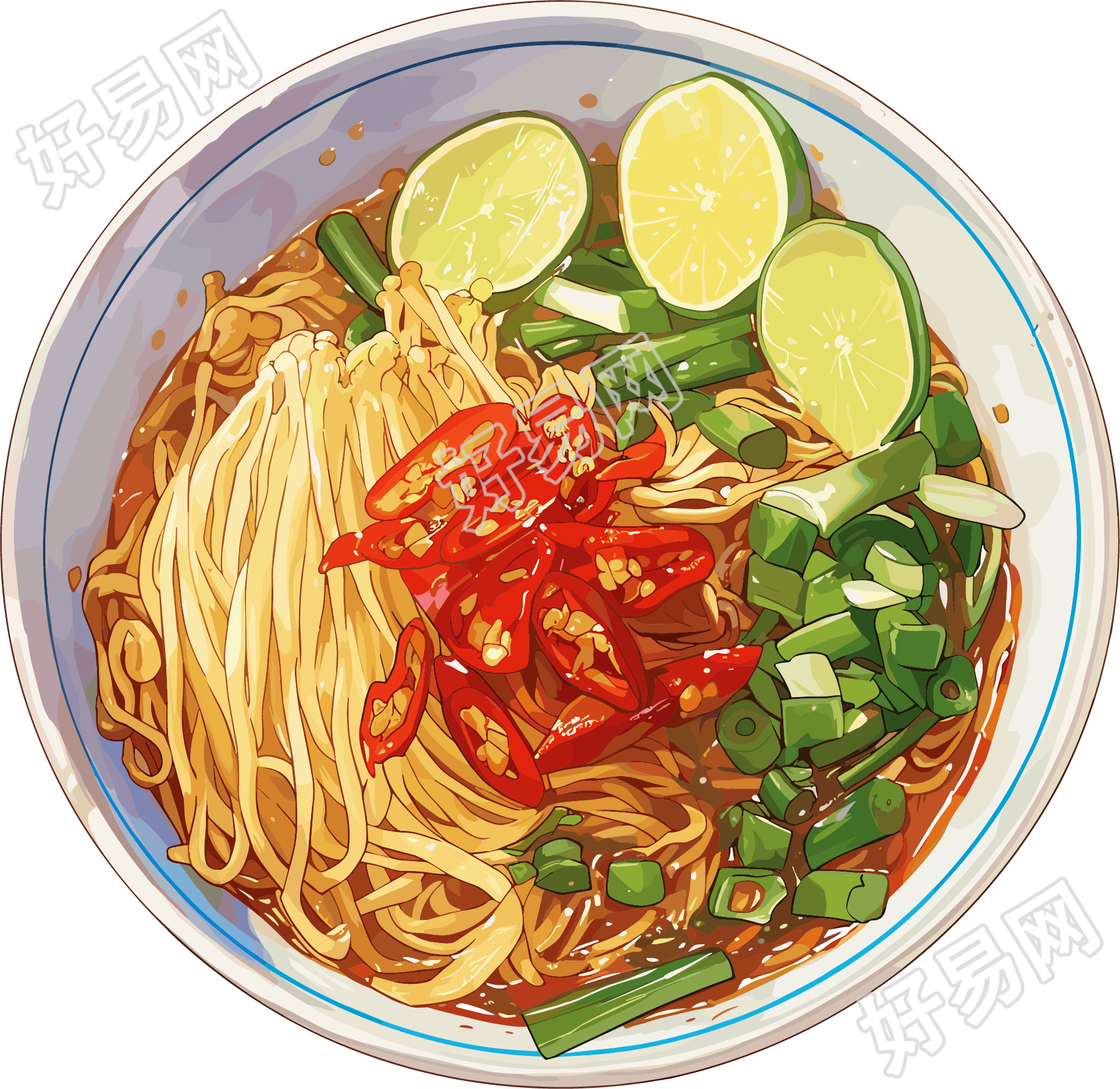 凉面酸辣可口插画