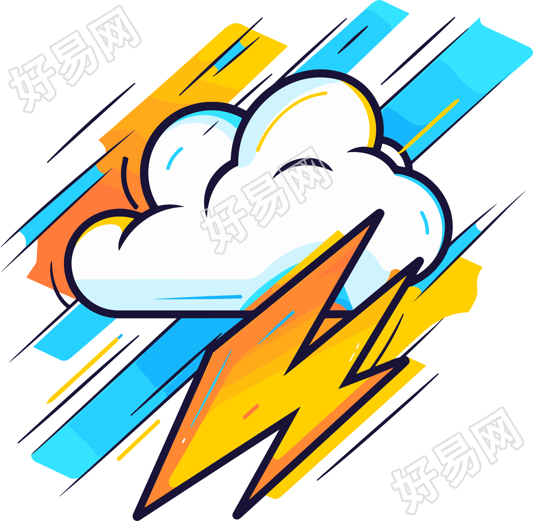 雷阵雨雷云矢量logo素材