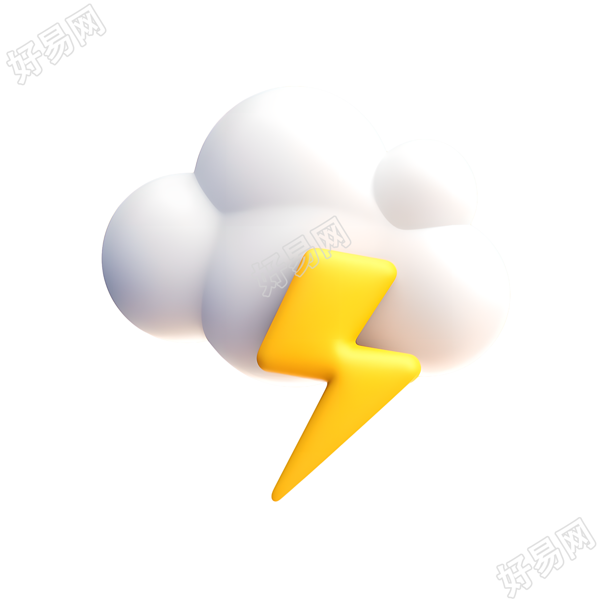 雷阵雨3D闪电天气图标素材