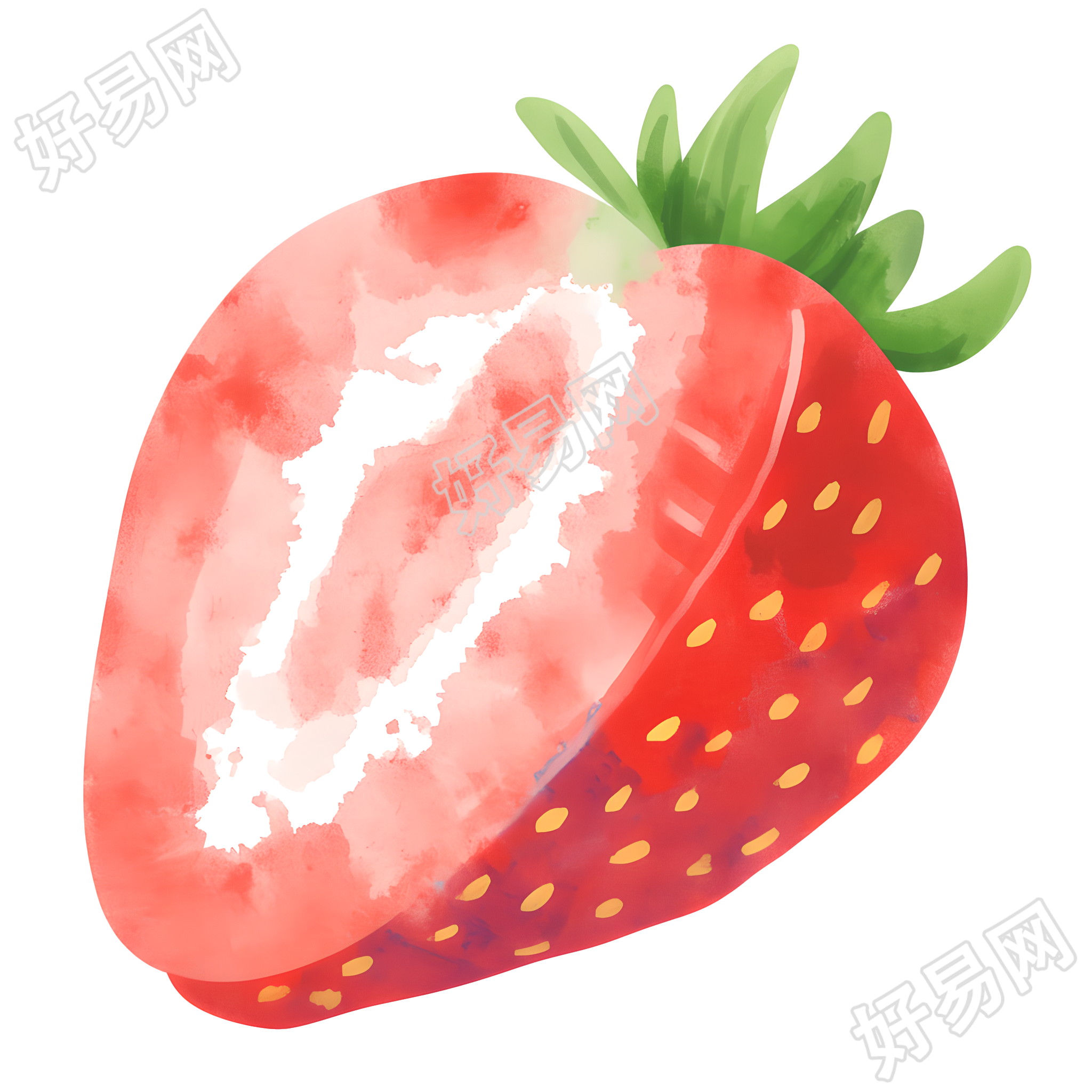 半个草莓插画
