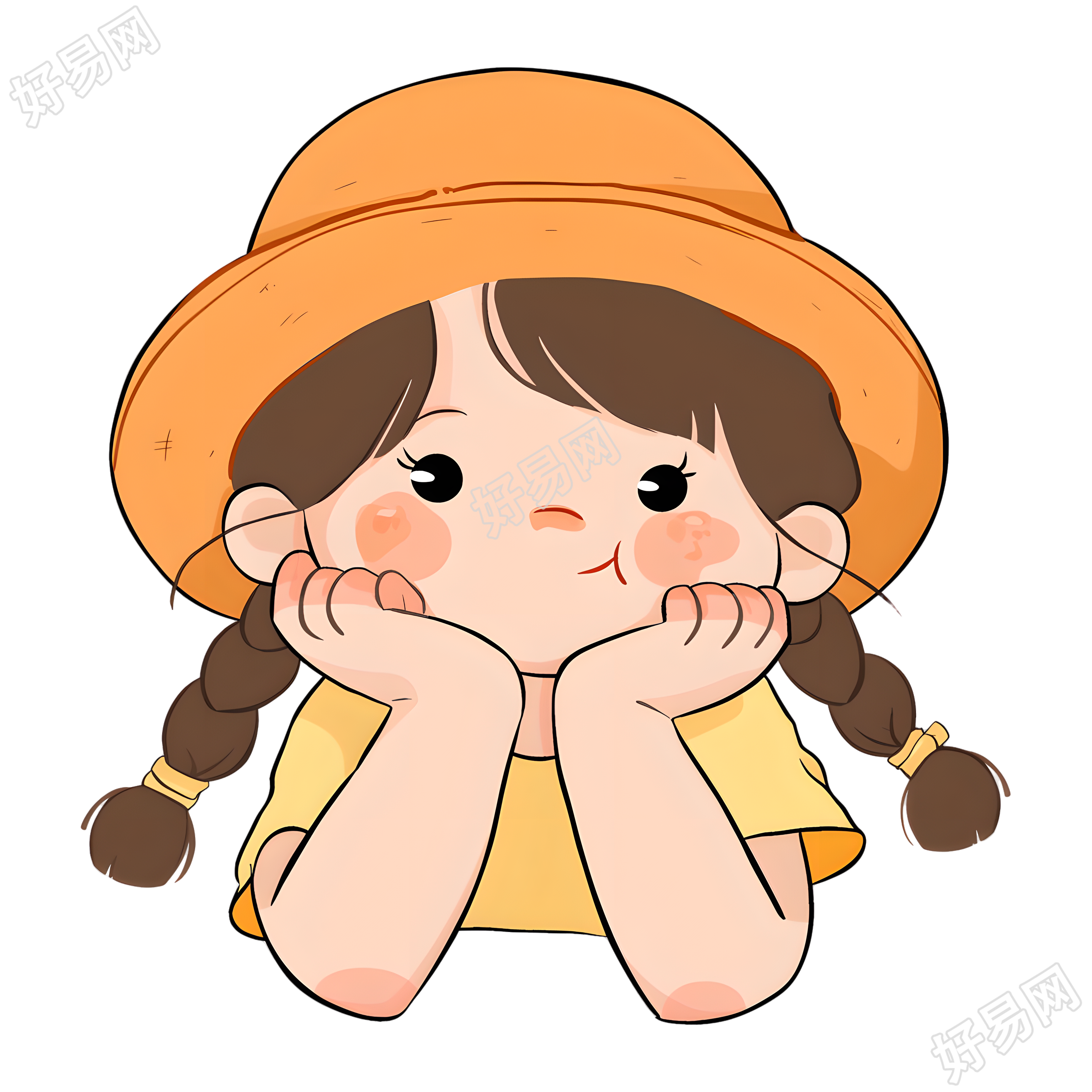 可爱女孩童趣插图