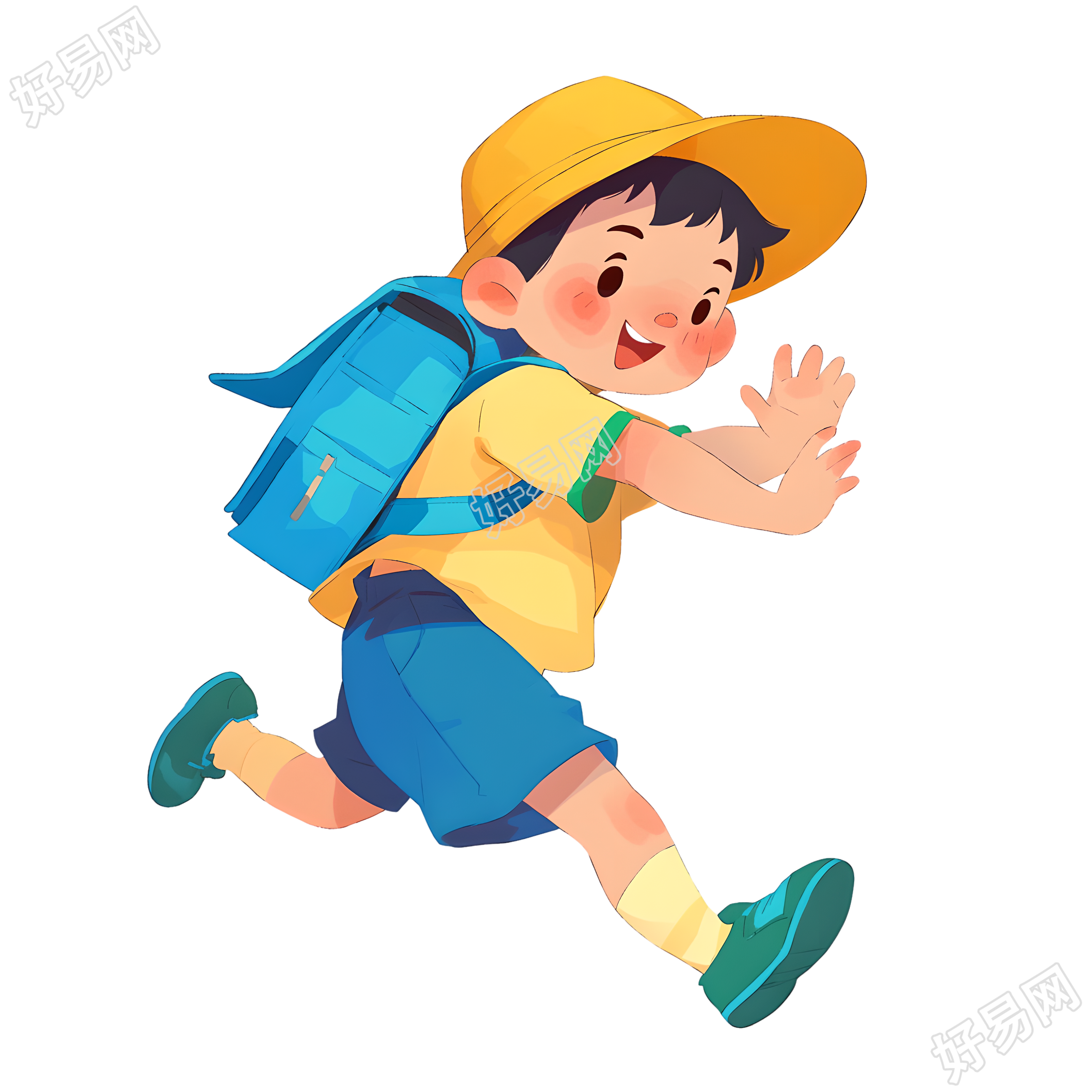 奔跑男孩简洁童趣元素