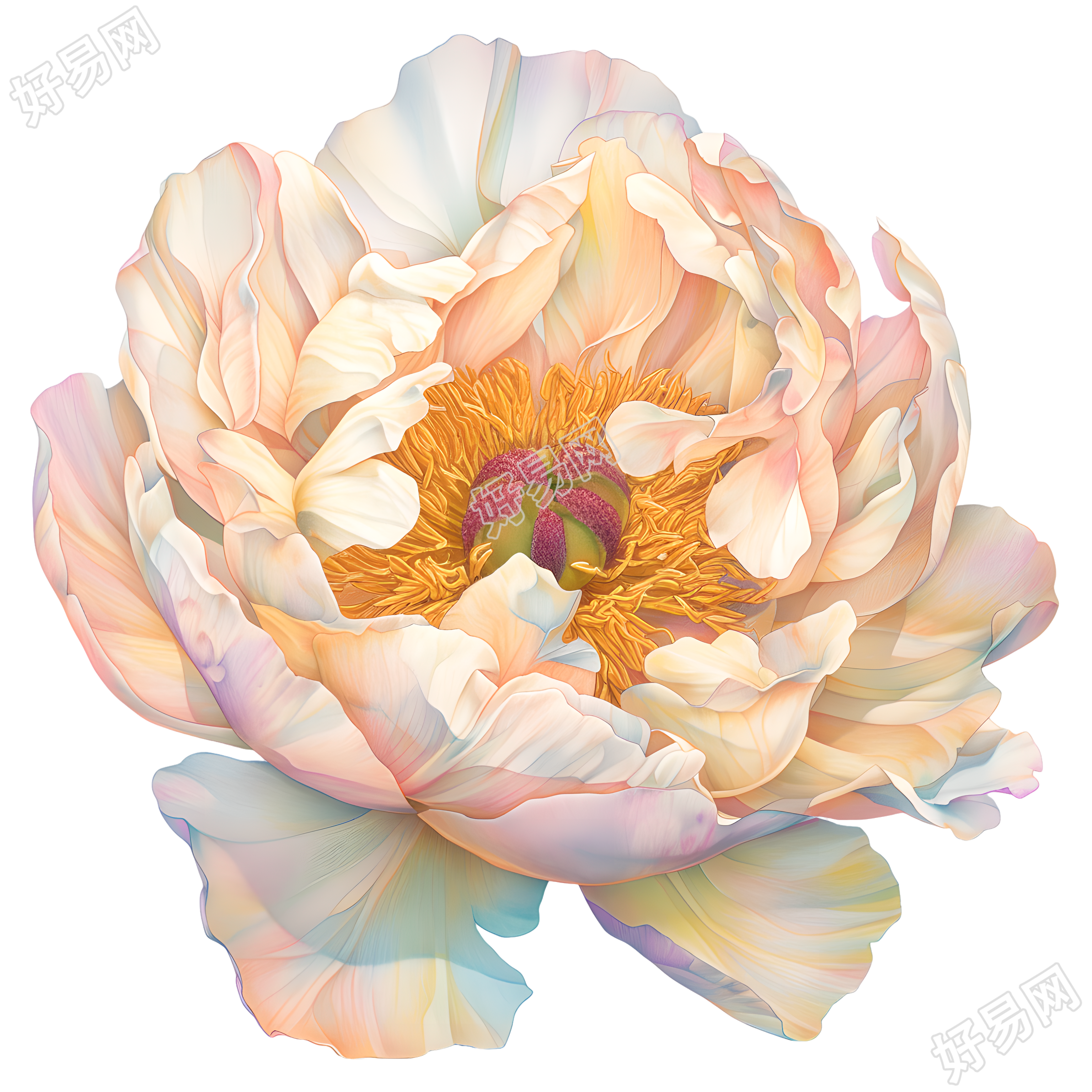 花朵彩铅美丽植物素材