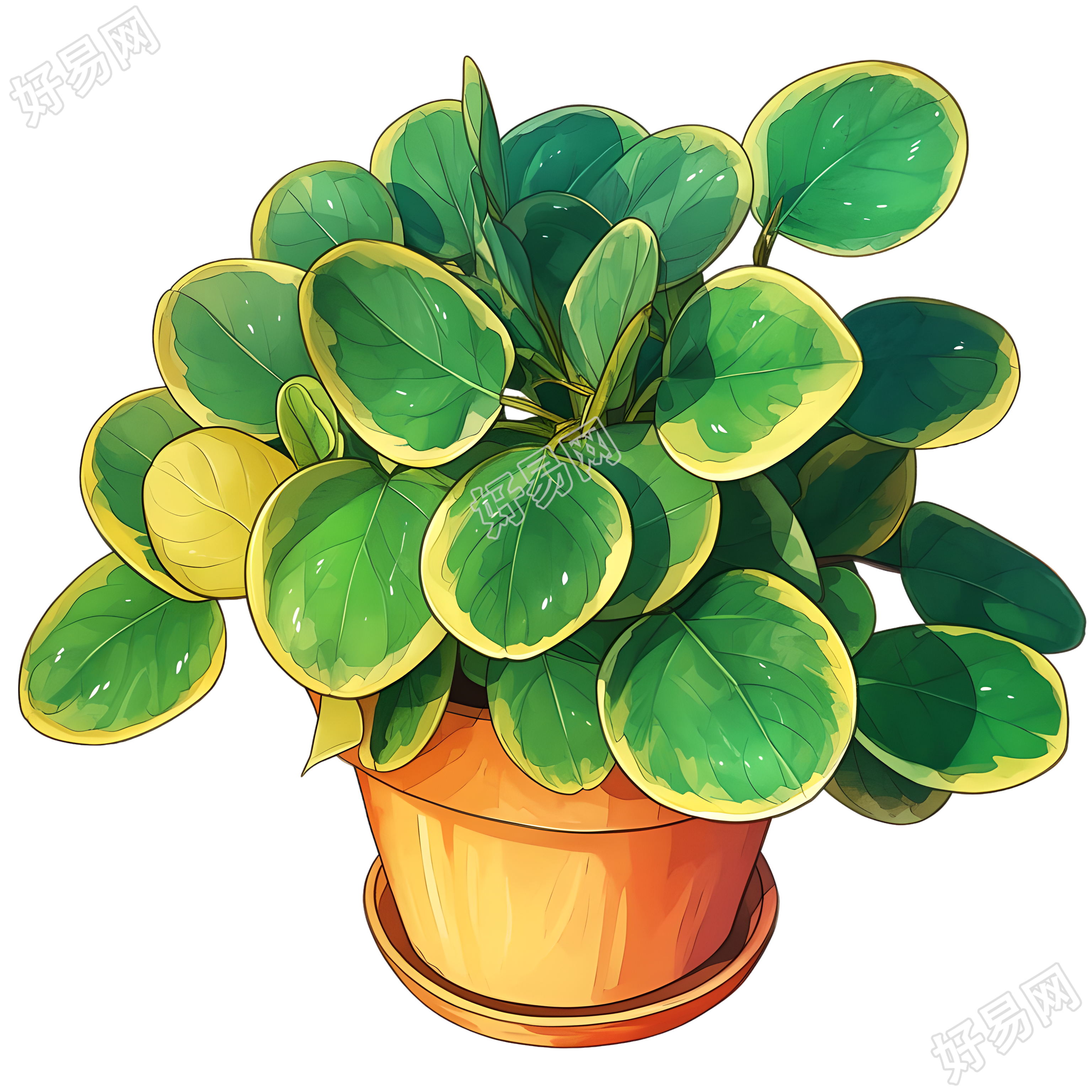 绿植盆栽彩铅插图
