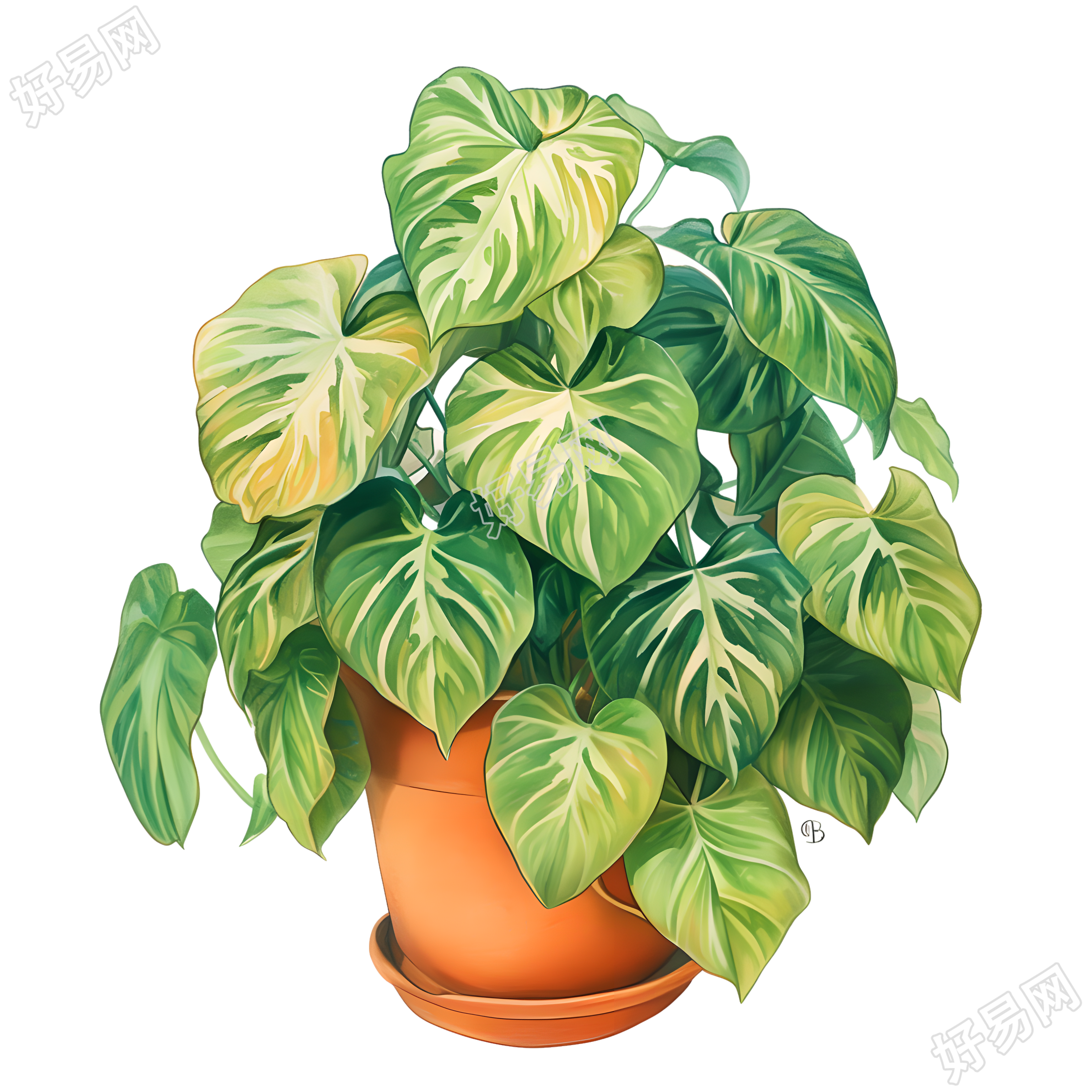 绿植盆栽彩铅商用素材