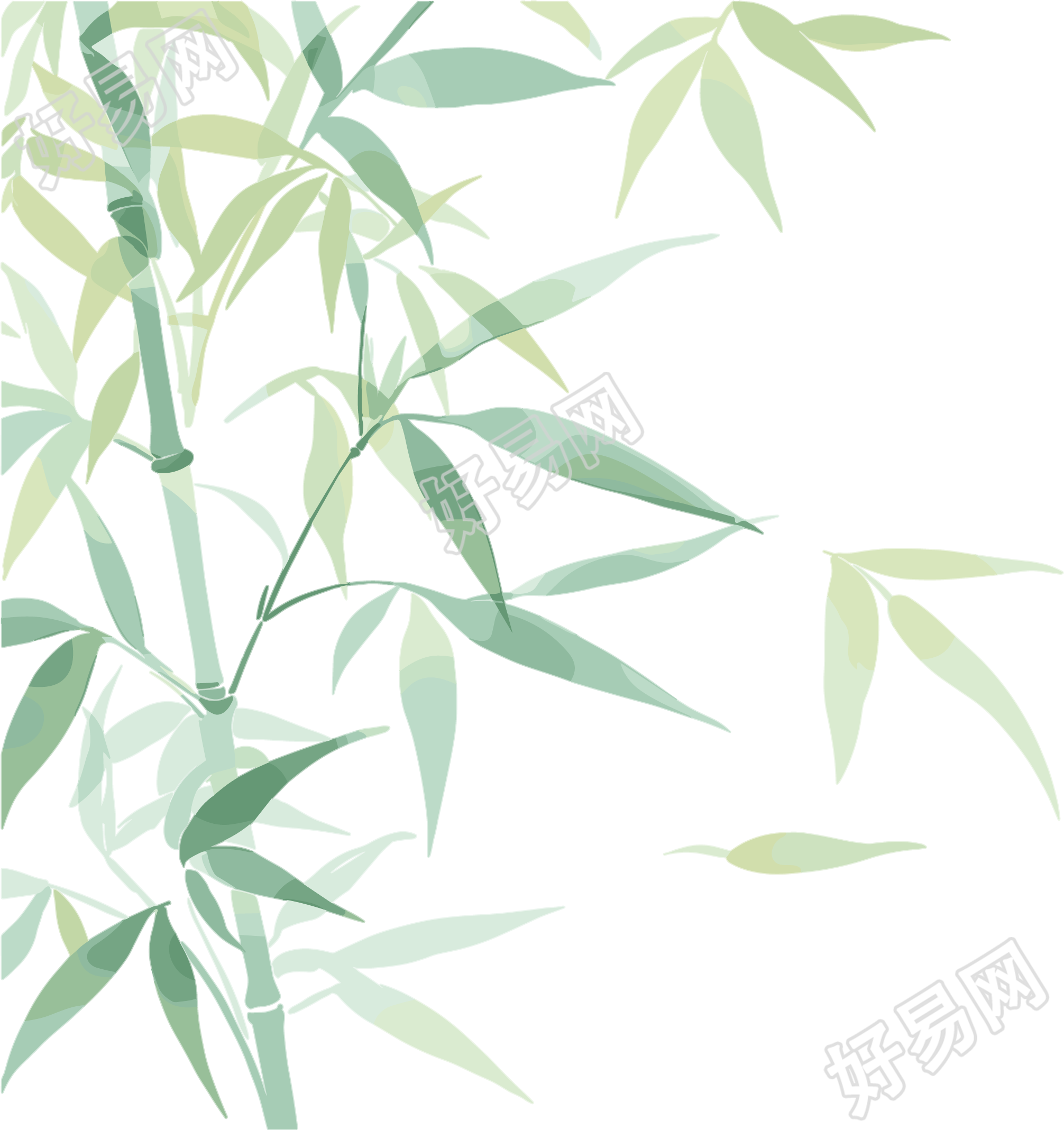 竹叶水彩风素材