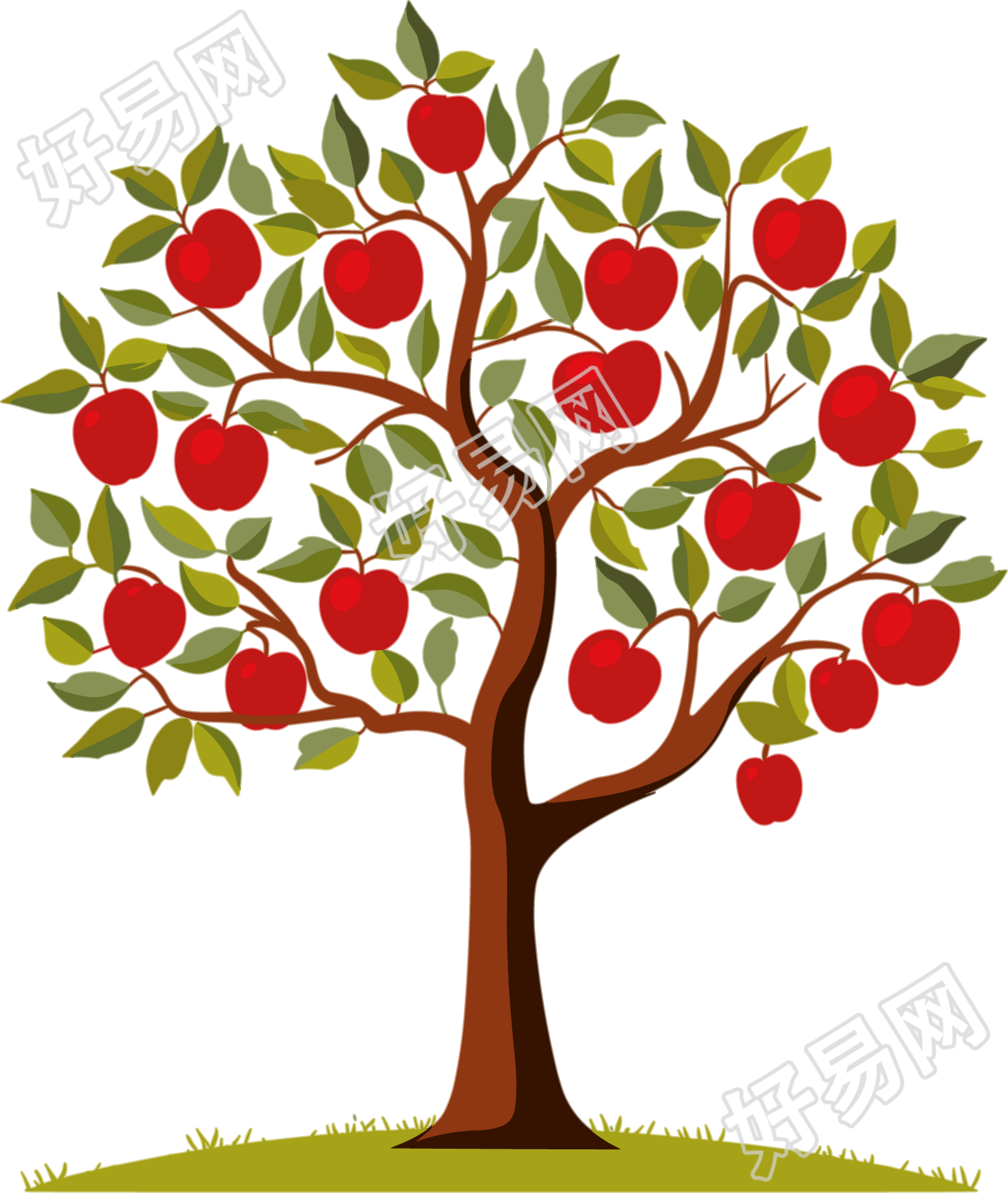 苹果树简笔画素材