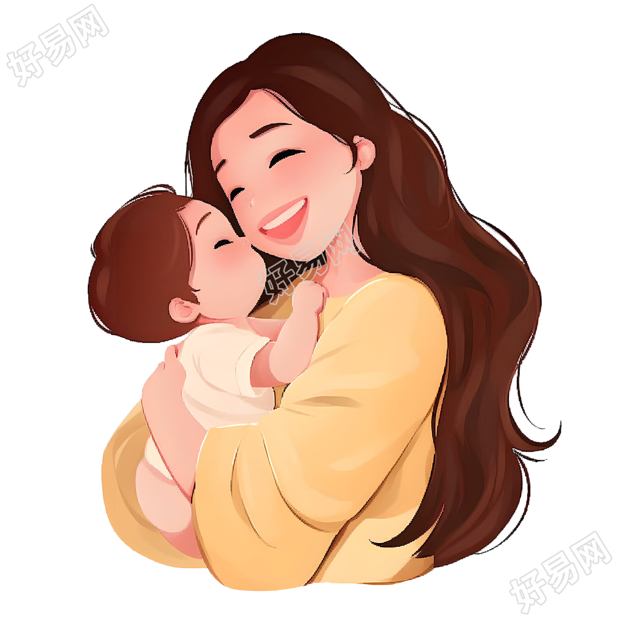 母女插图设计元素