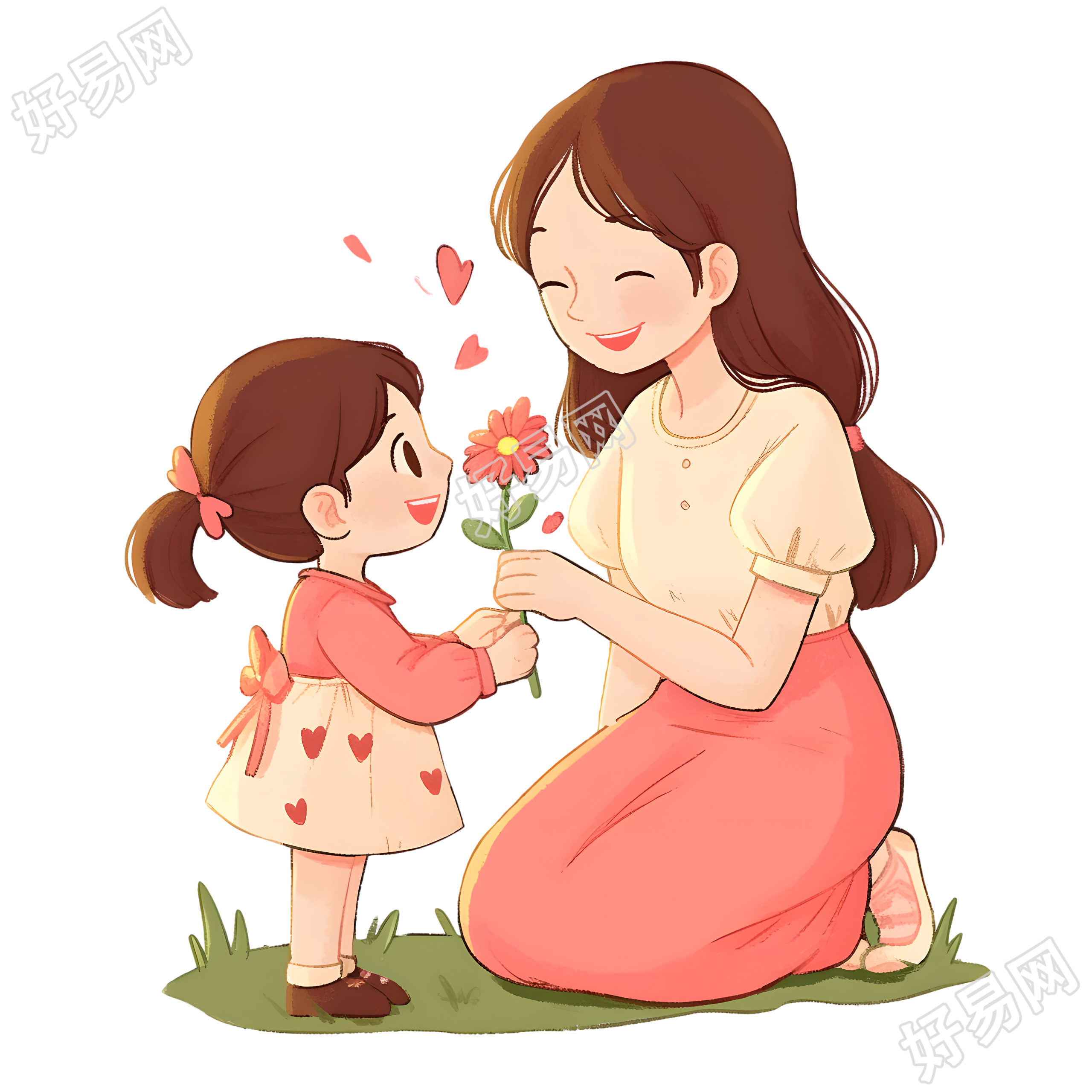 母女高清插画设计